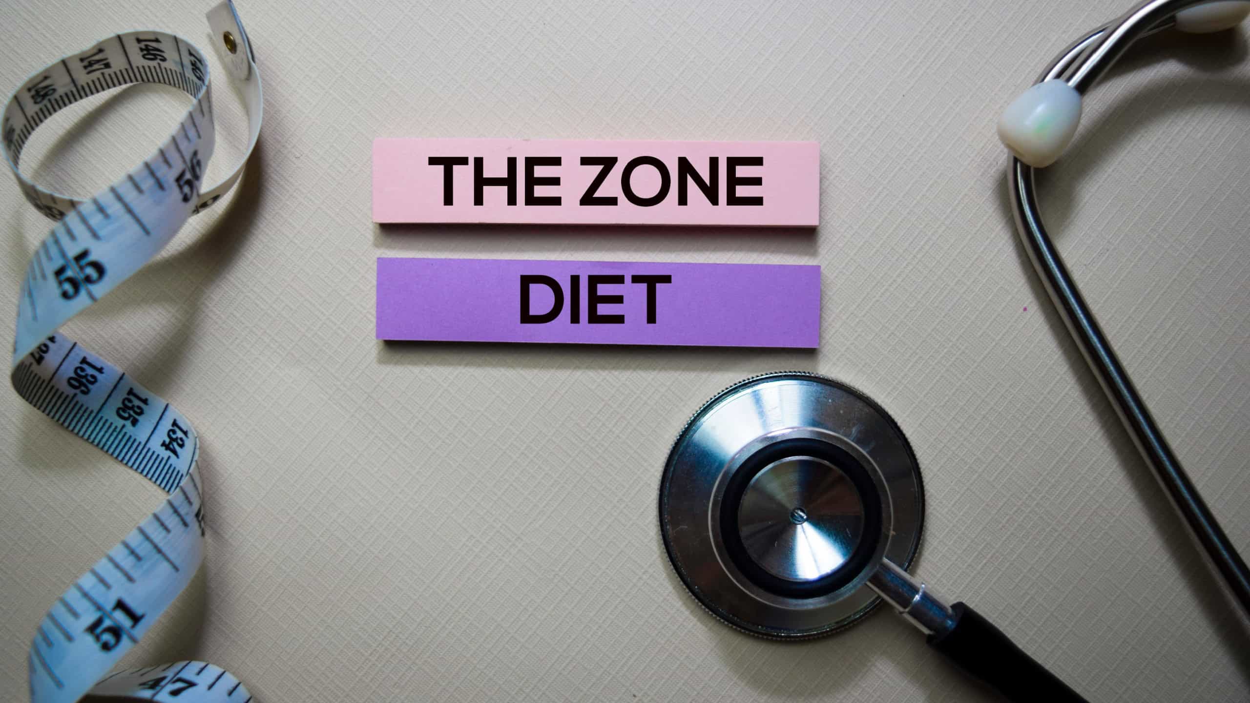 The Zone Diet text on Sticky Notes. Top view isolated on office desk. Healthcare/Medical concept