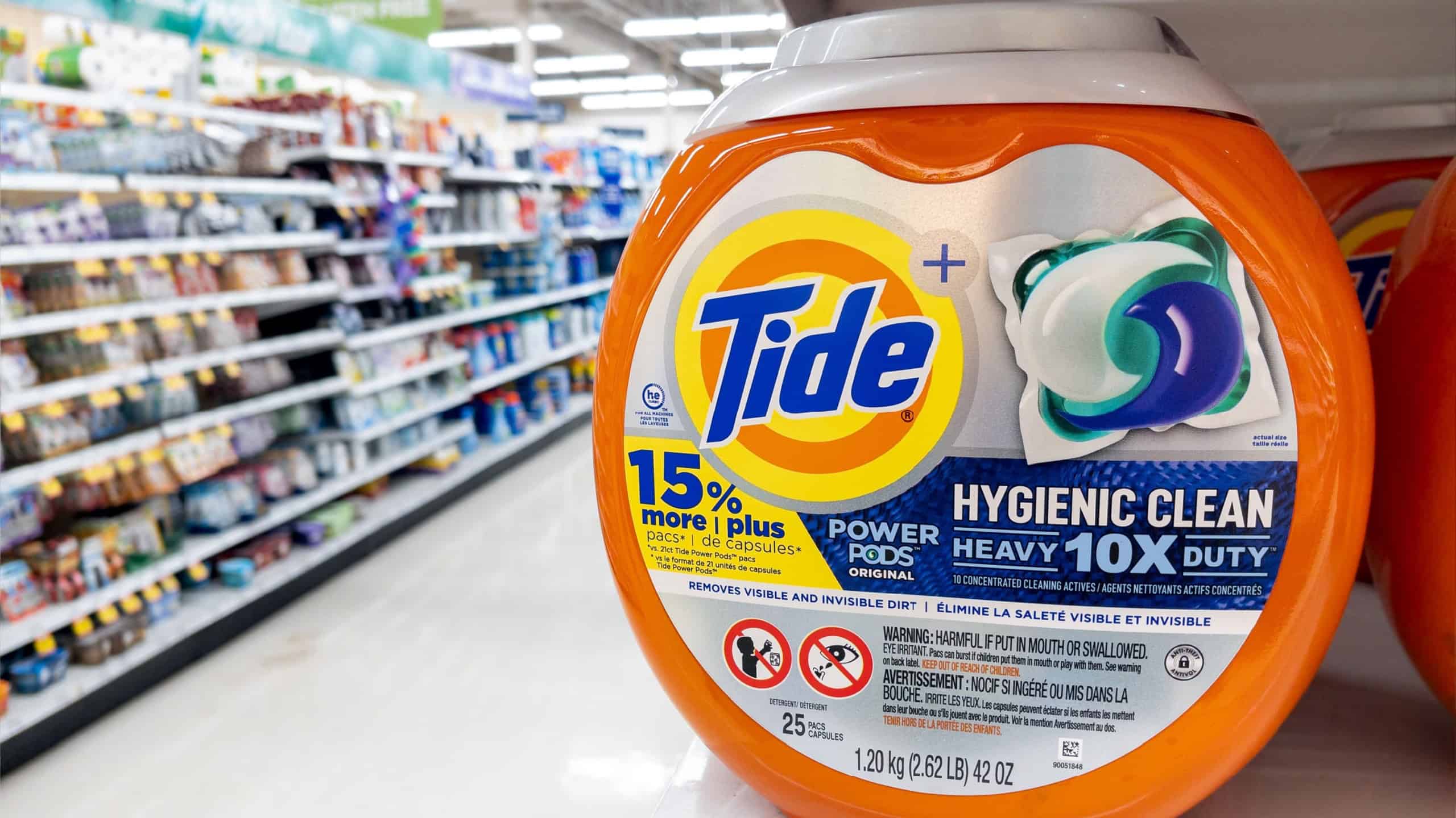 Novi, Michigan, United States - Sep 22, 2022: Container of Tide laundry detergent at Meijer grocery store