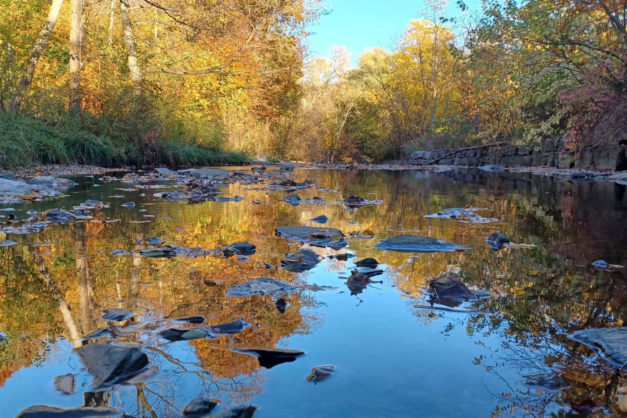 Landscape view at Etobicoke creek in Canada in Autumn