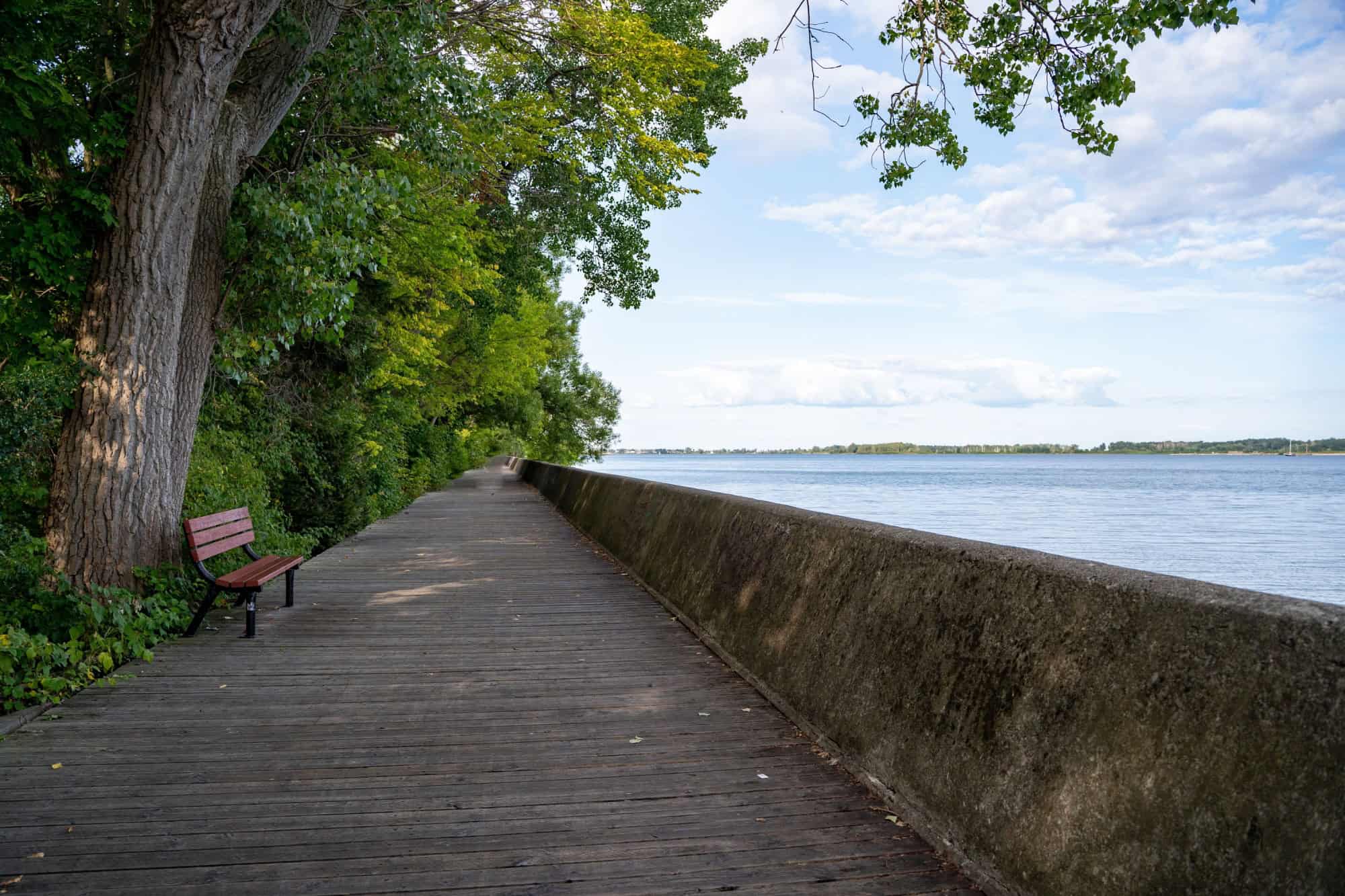 Walking trail along the shores of Lake Ontario in the Toronto Islands.