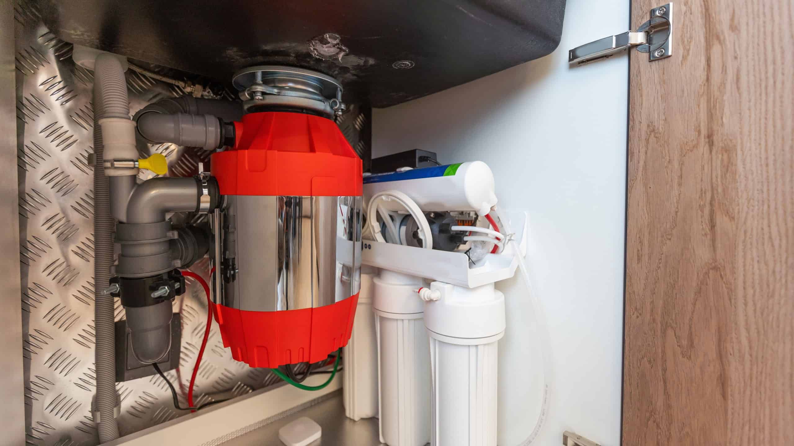 Garburator build in the kitchen furniture