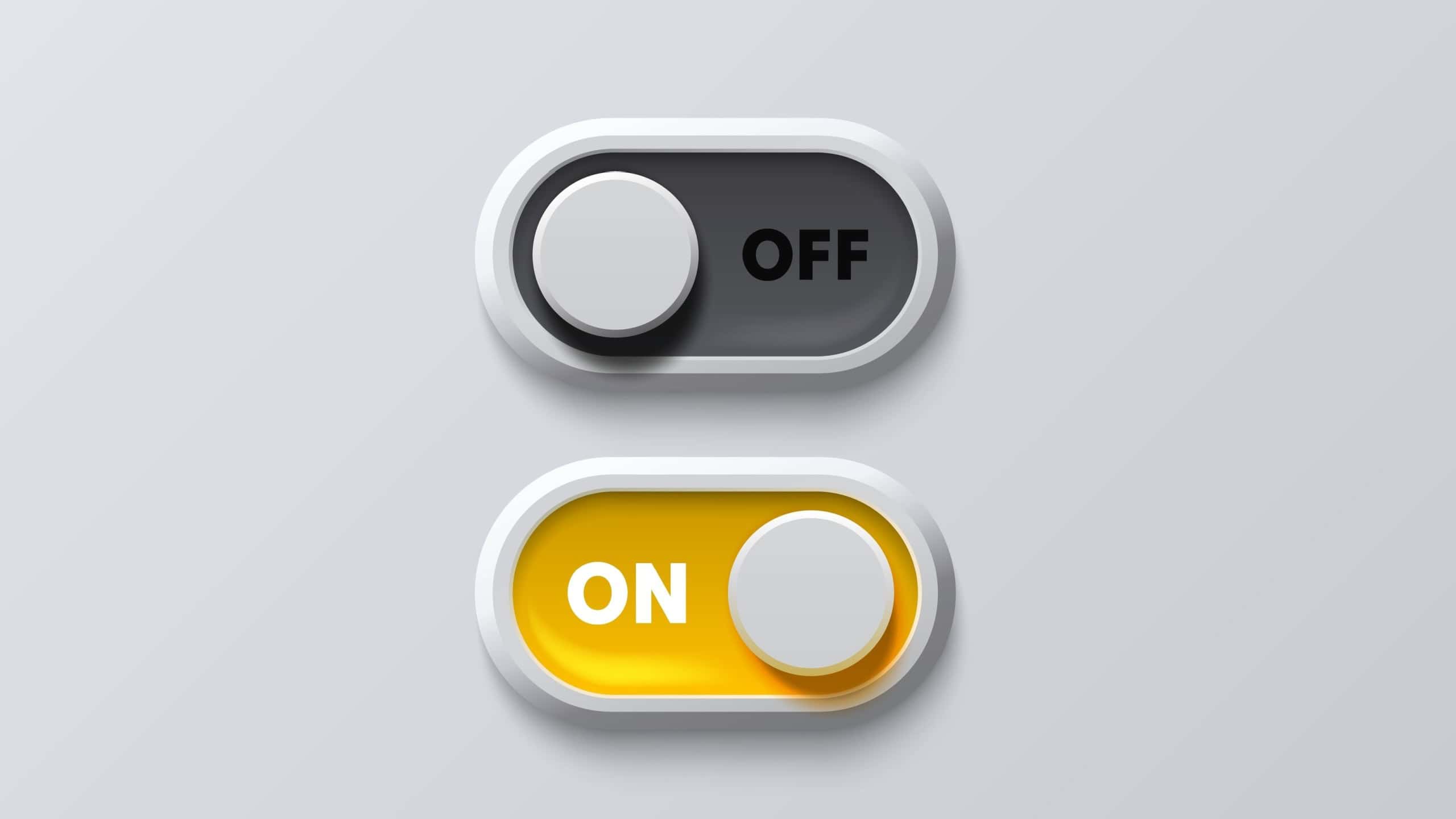 On off switch button ui isolated white background.