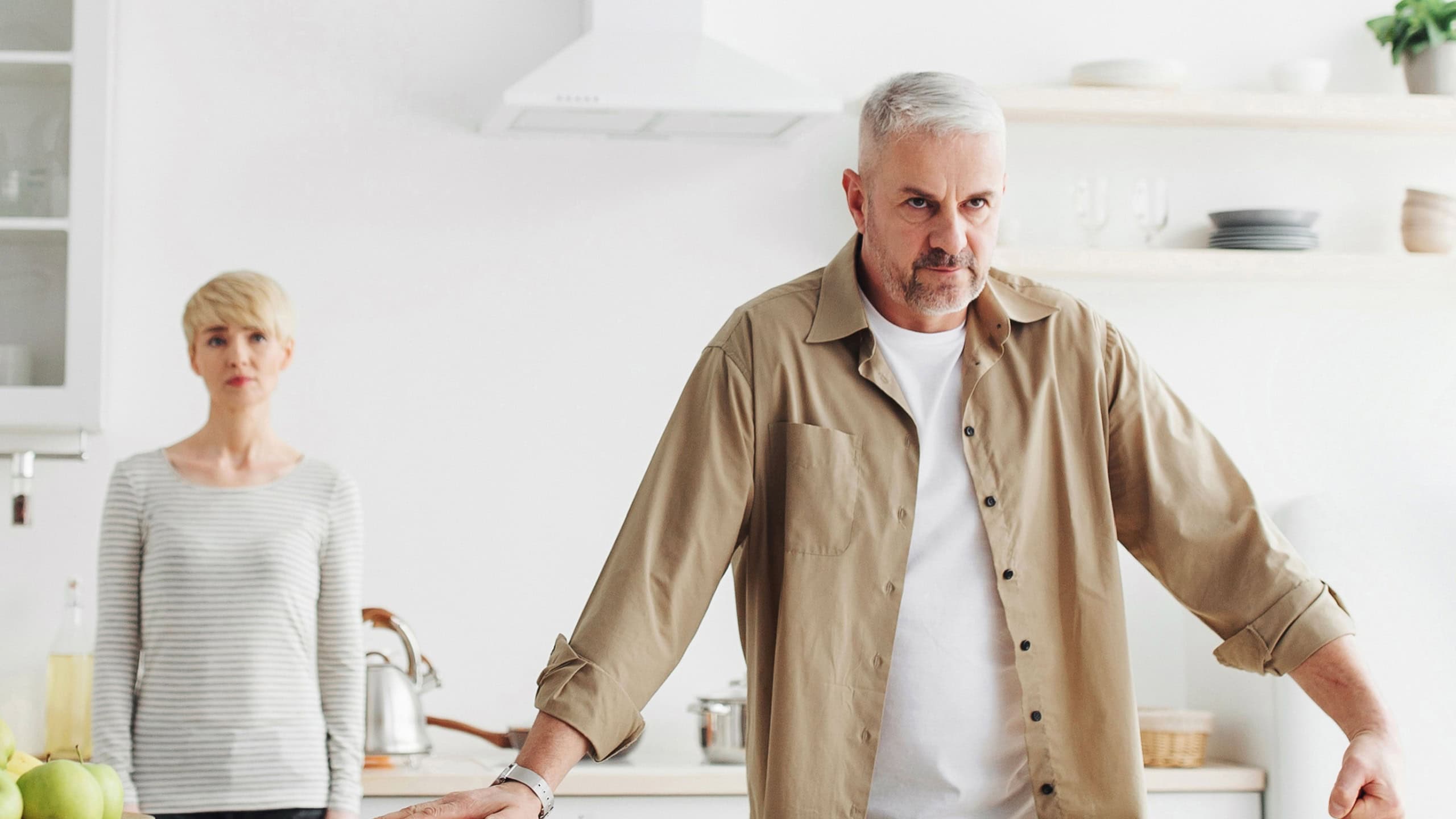 Angry couple after argue and blame, upset husband and annoyed wife, bad marriage relationship