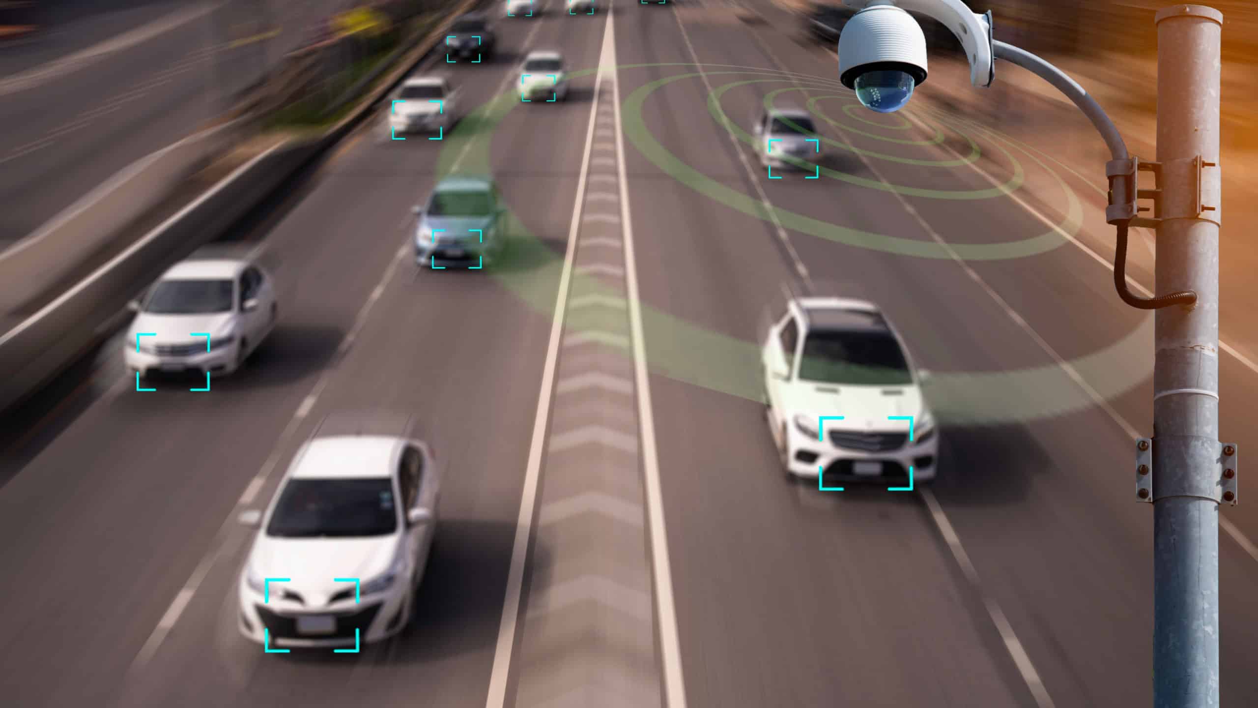 A speed dome camera new technology 4.0 signal for Checking speed of cars on high way and check for safe accident are signal of cars motion detection check by CCTV system