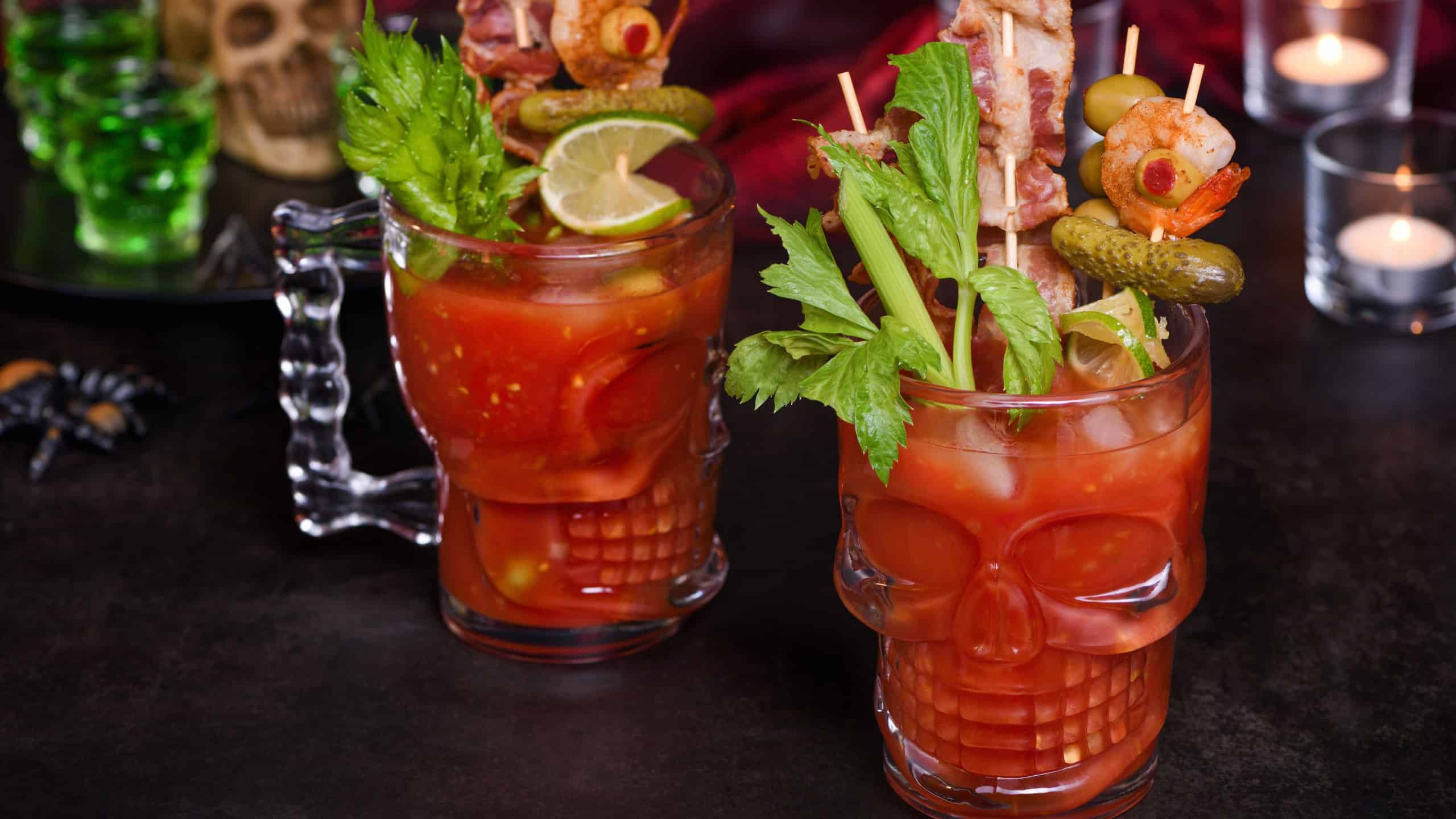 Caesar cocktail containing vodka, some tomato juice, different spices and flavorings
