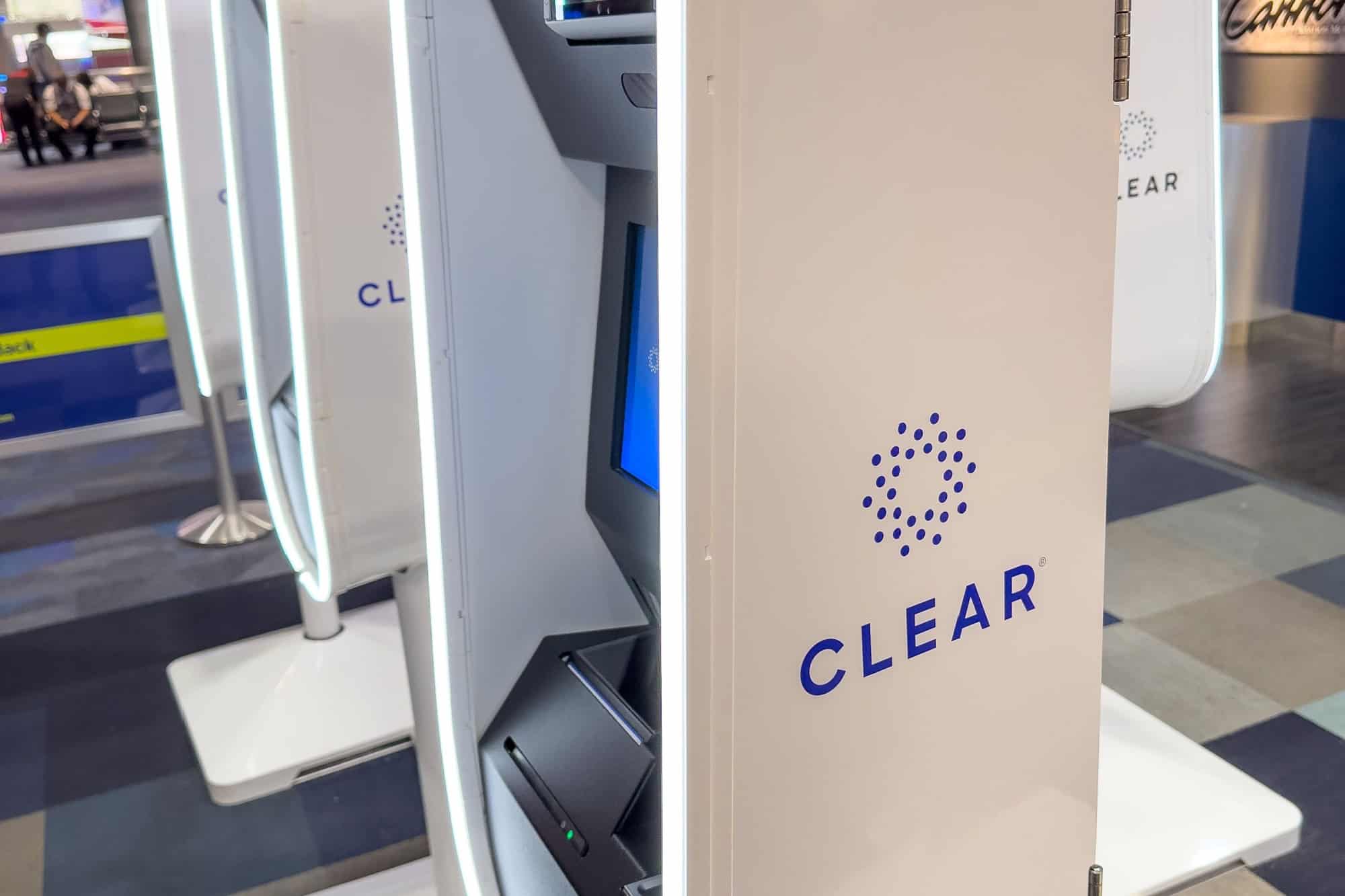 Las Vegas, NV - April 30, 2023: Clear stand at LAS airport for expediting security check point process for registered travelers.