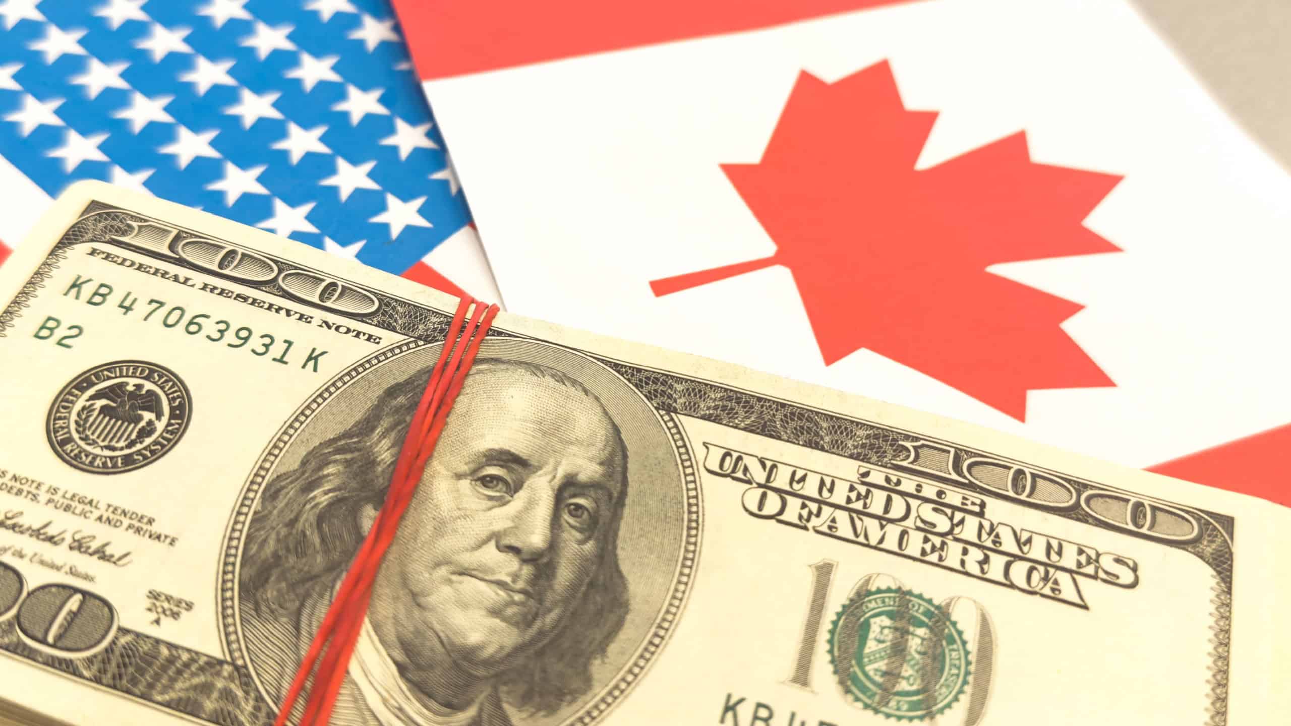 USA and Canada flag dollars