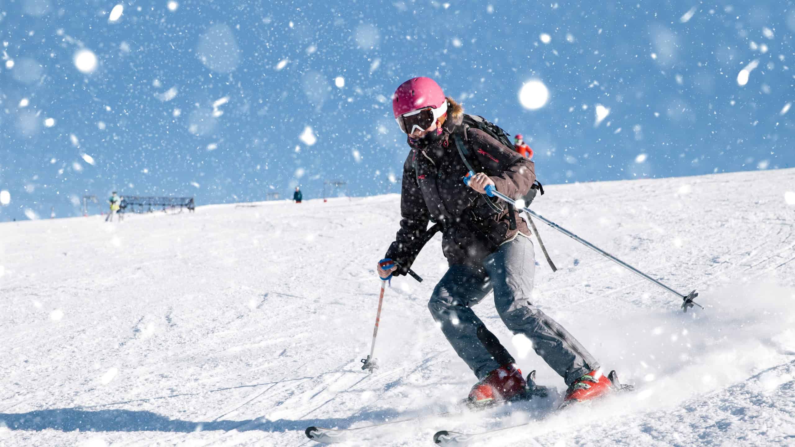 Young skier on slopes.