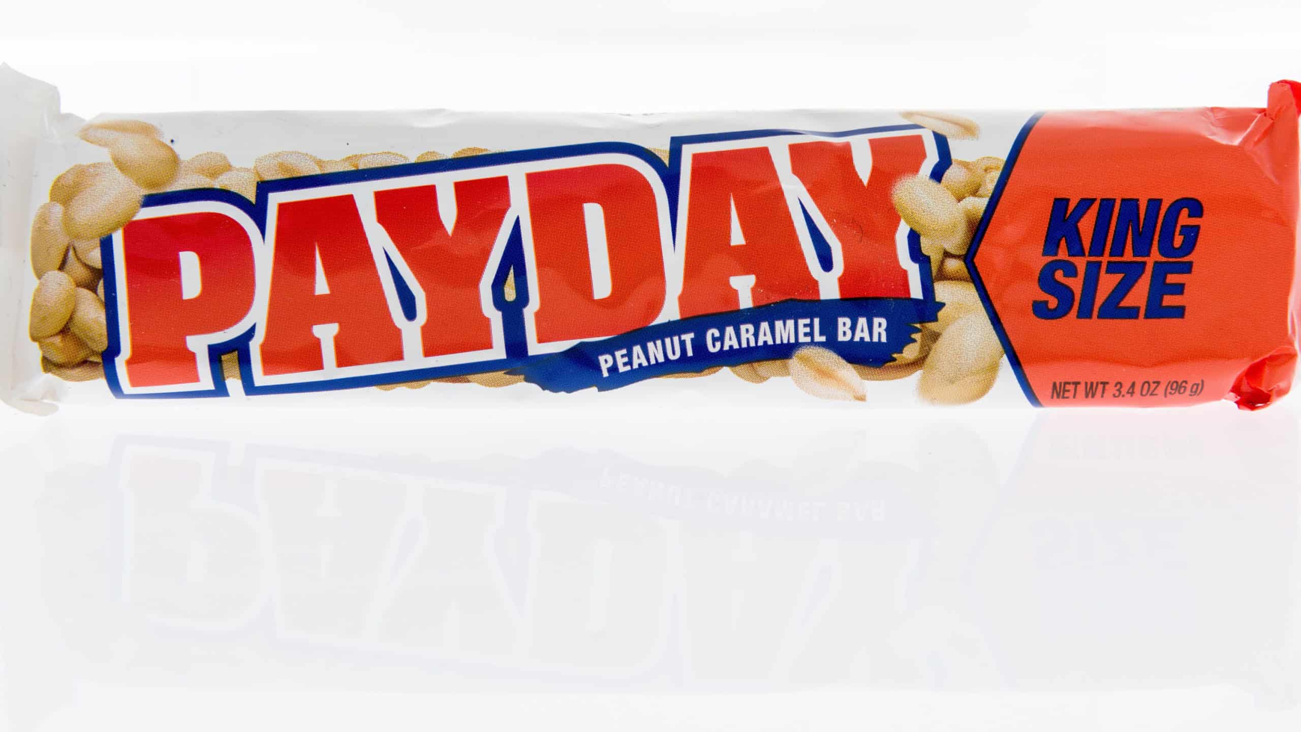 Winneconne, WI - 27 February 2018: A PayDay king size candy bar on an isolated background.