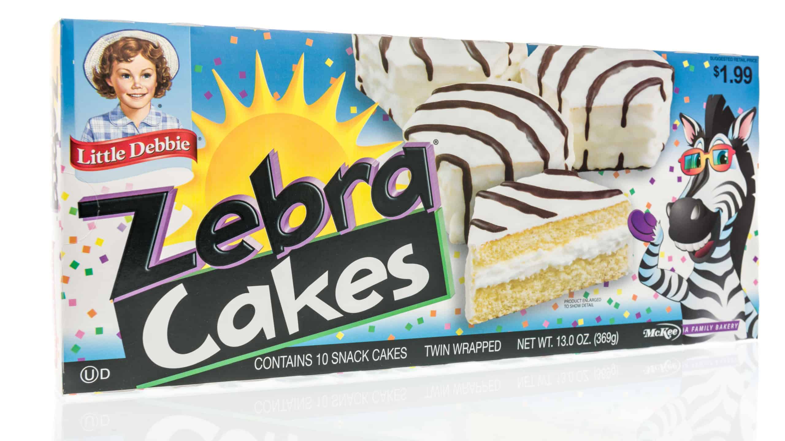 Winneconne, WI - 13 August 2018: A box of Little Debbie zebra cakes on an isolated background