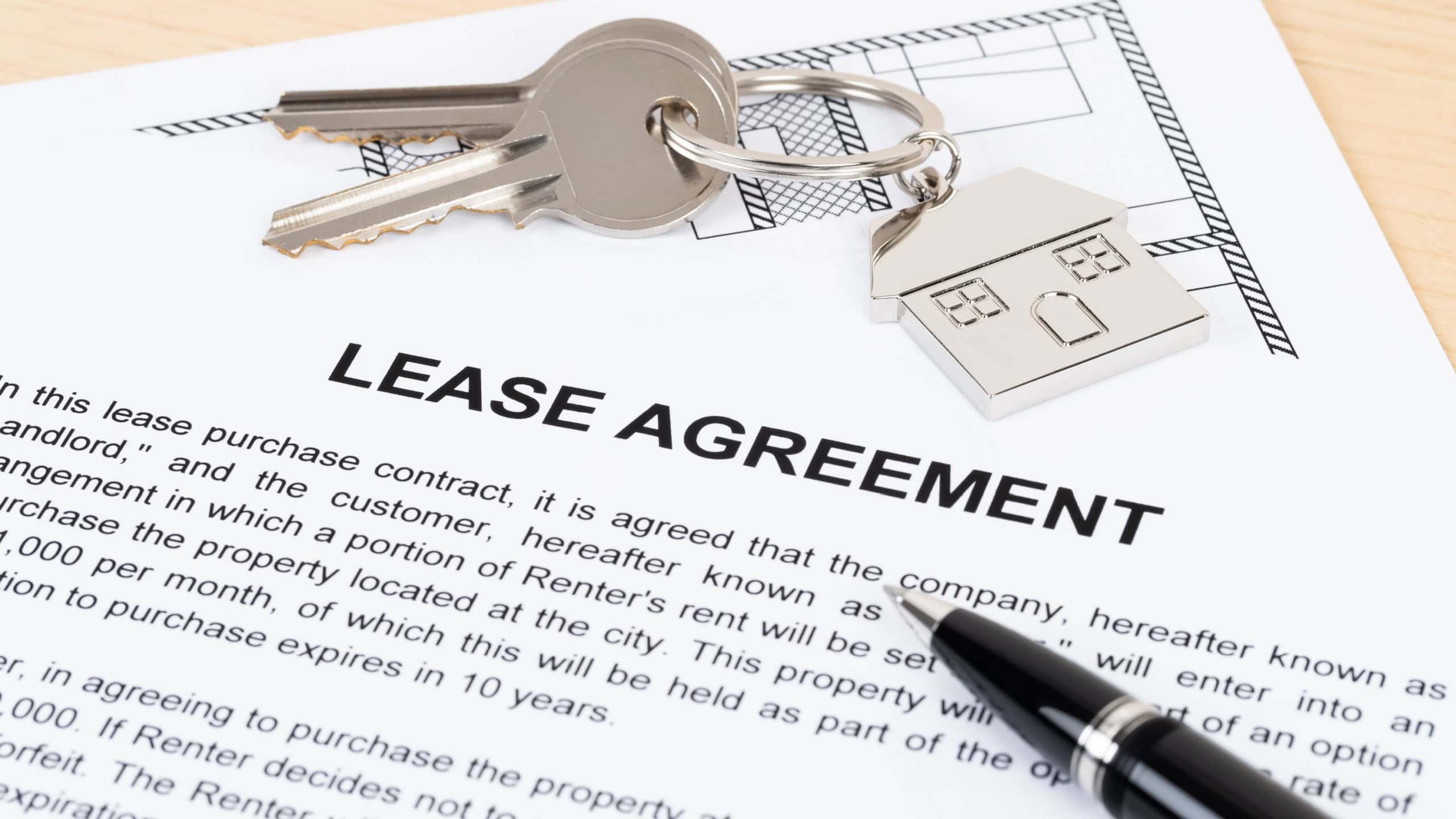 Rental agreement paperwork; document is mock-up