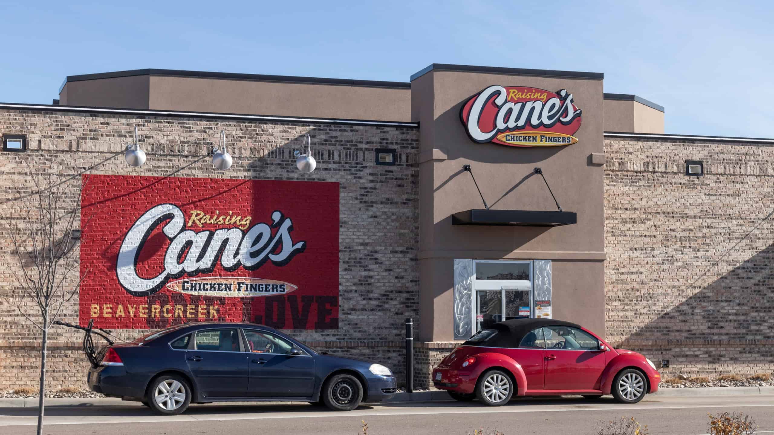 Beavercreek - Circa November 2021: Raising Cane's Chicken Fingers restaurant. Raising Cane's was founded in Baton Rouge.