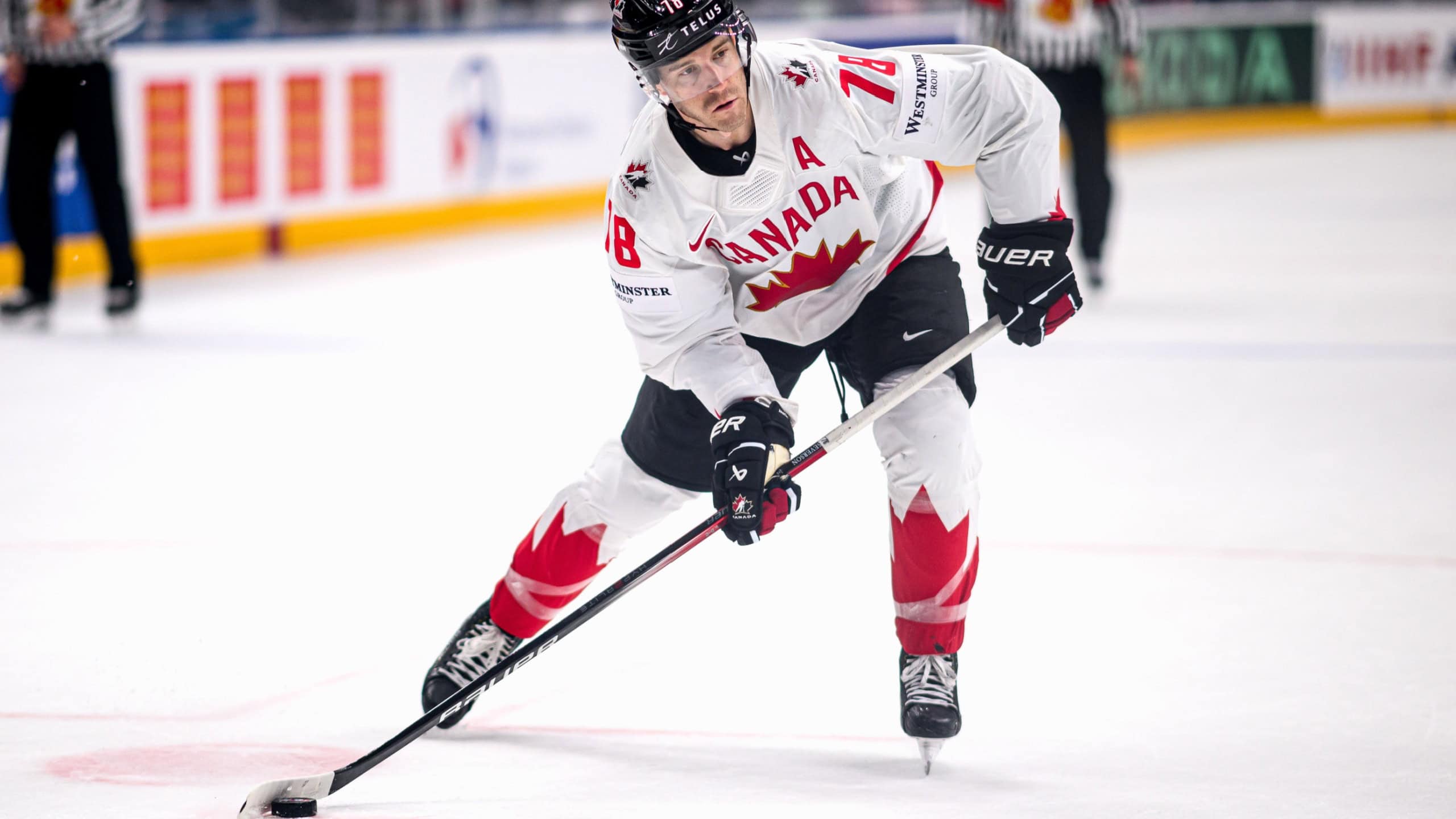 PRAGUE, CZECH REPUBLIC - 12 MAY, 2024: the Ice Hockey game of IIHF 2024 World Championship Denmark vs. Canada at O2 Arena