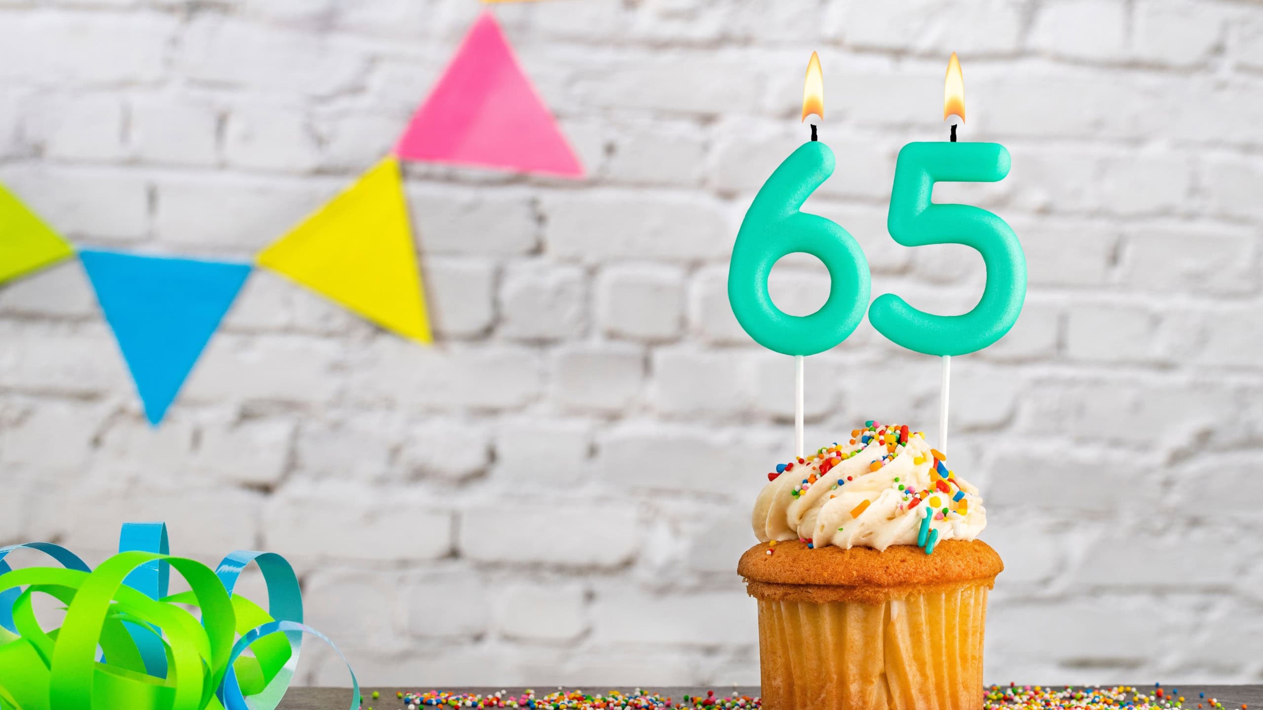 Candle number 65 - Birthday celebration with cupcake