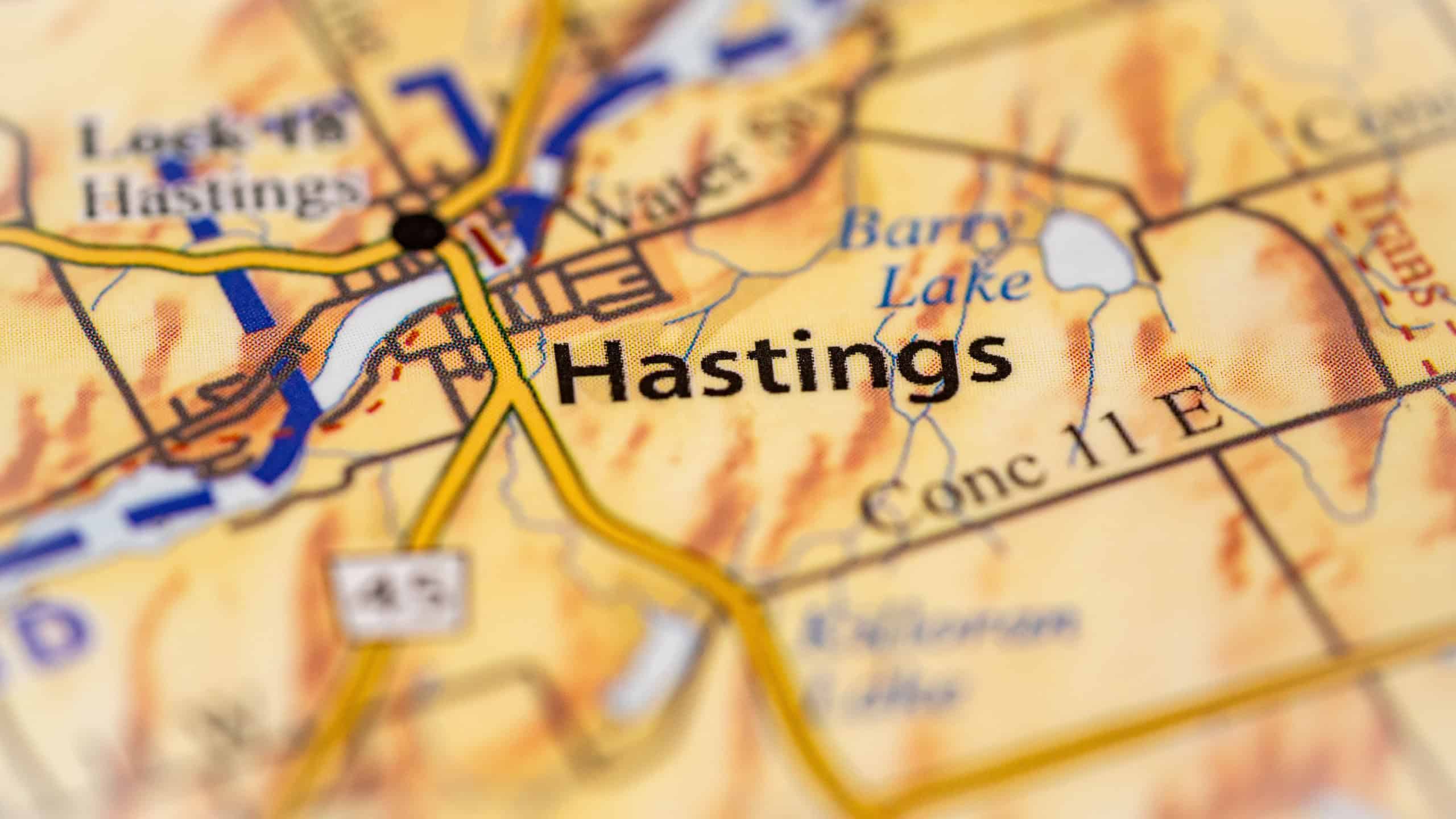 Hastings, Ontario, Canada highlighted on a world map.
