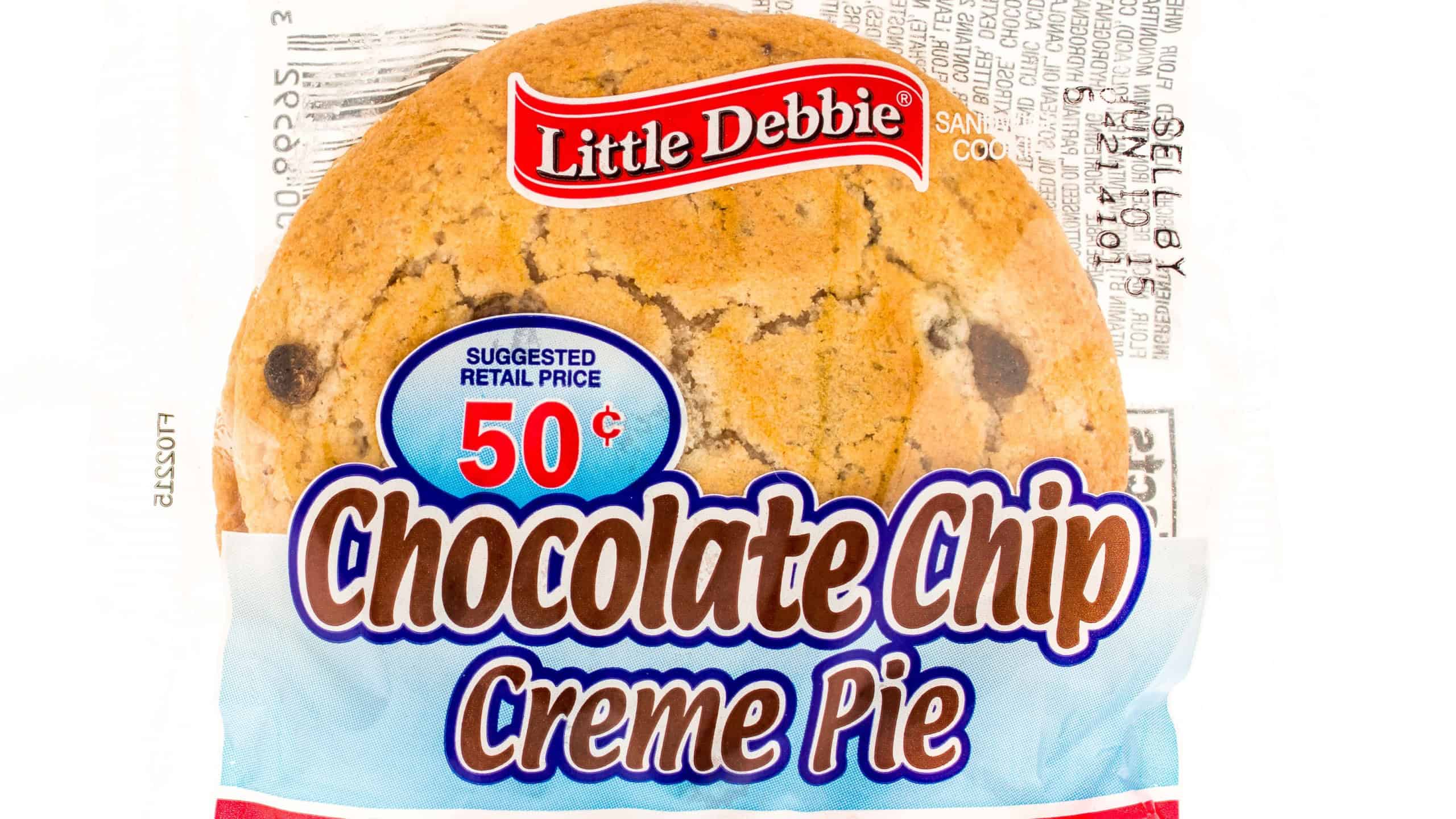 Winneconne, WI - 5 June 2015: Package of Little Debbie chocolate chip creme pie.
