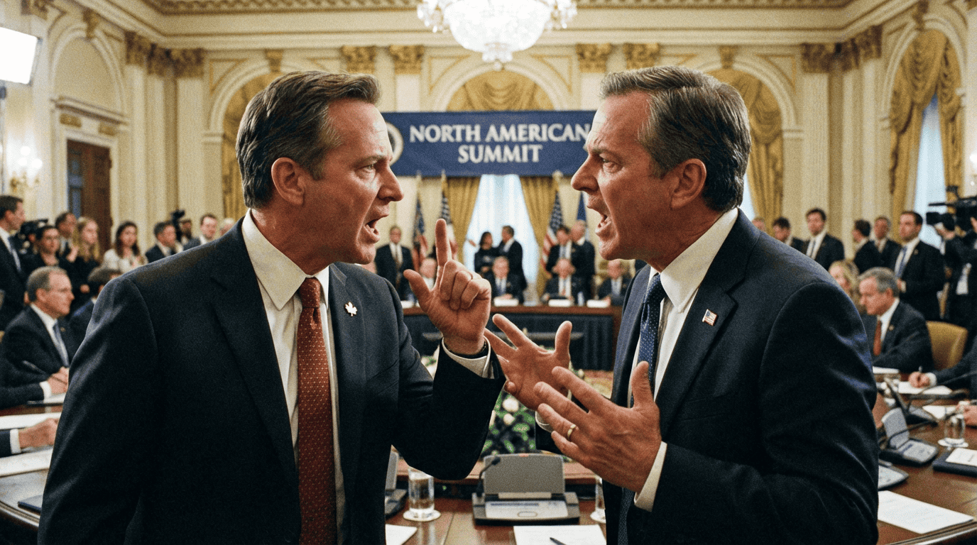 Image of a Canadian and US politician arguing