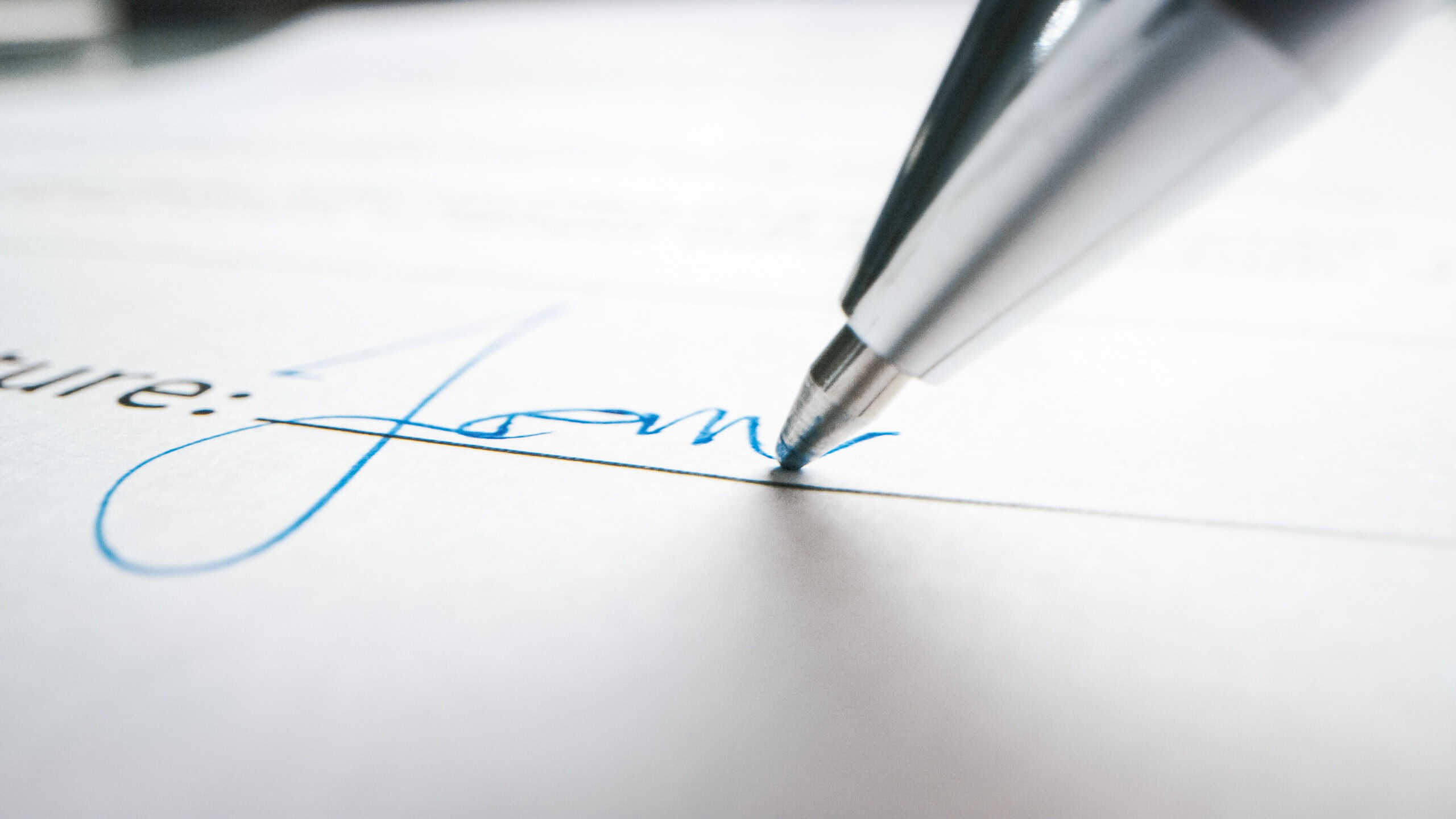 Person Signing Important Document. Camera Following Tip of the Pen as it Signs Crucial Business Contract. Mock-up "Lorem Ipsum" Signature Made on the Template Document. Macro Close-up Shot