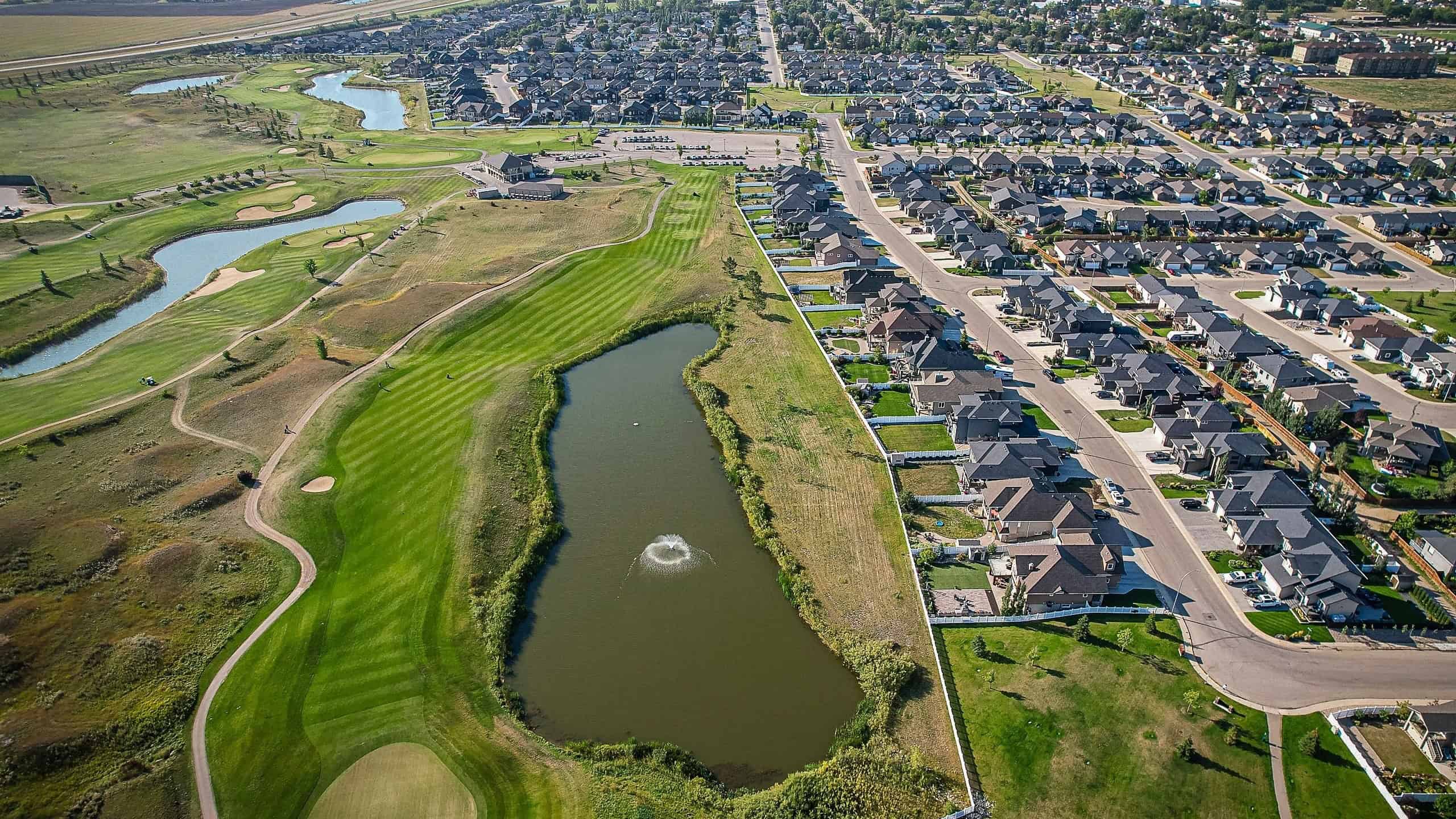 Aerial view of Warman in Central Saskatchewan, Canada
