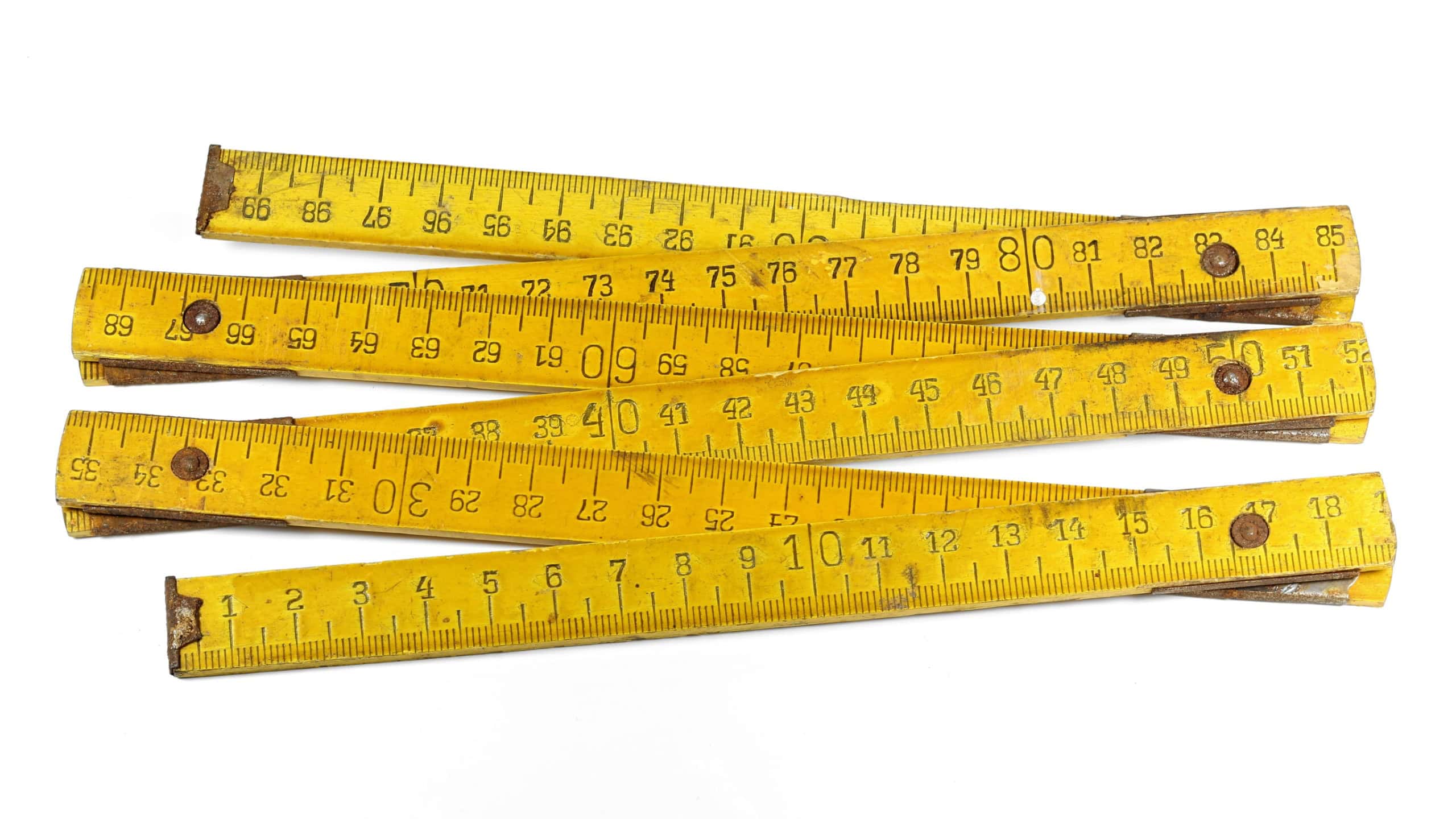 Vintage 1 meter yardstick isolated on white background