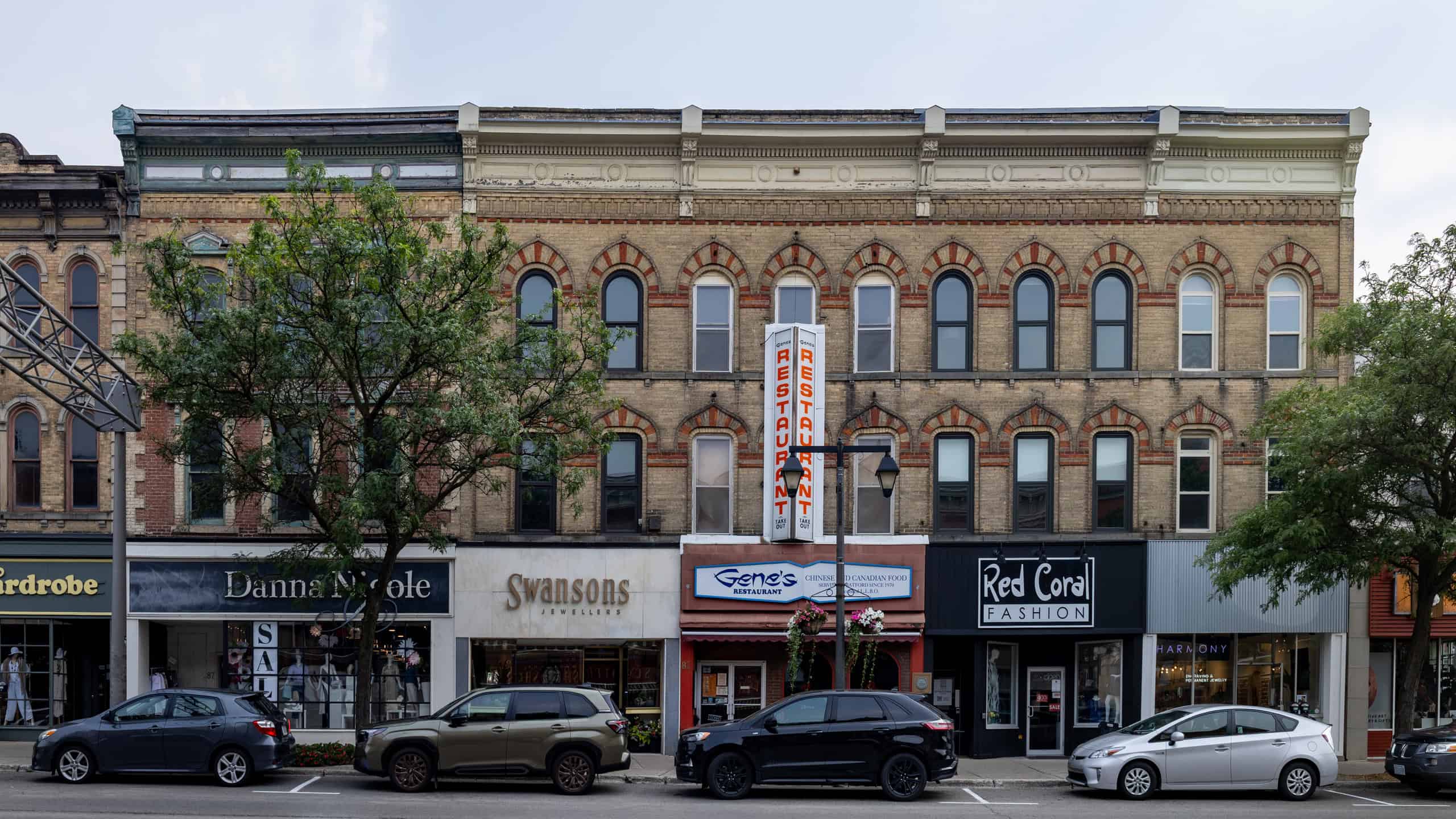 Commercial block along Ontario Street, Stratford, Ontario, 2025-08-04