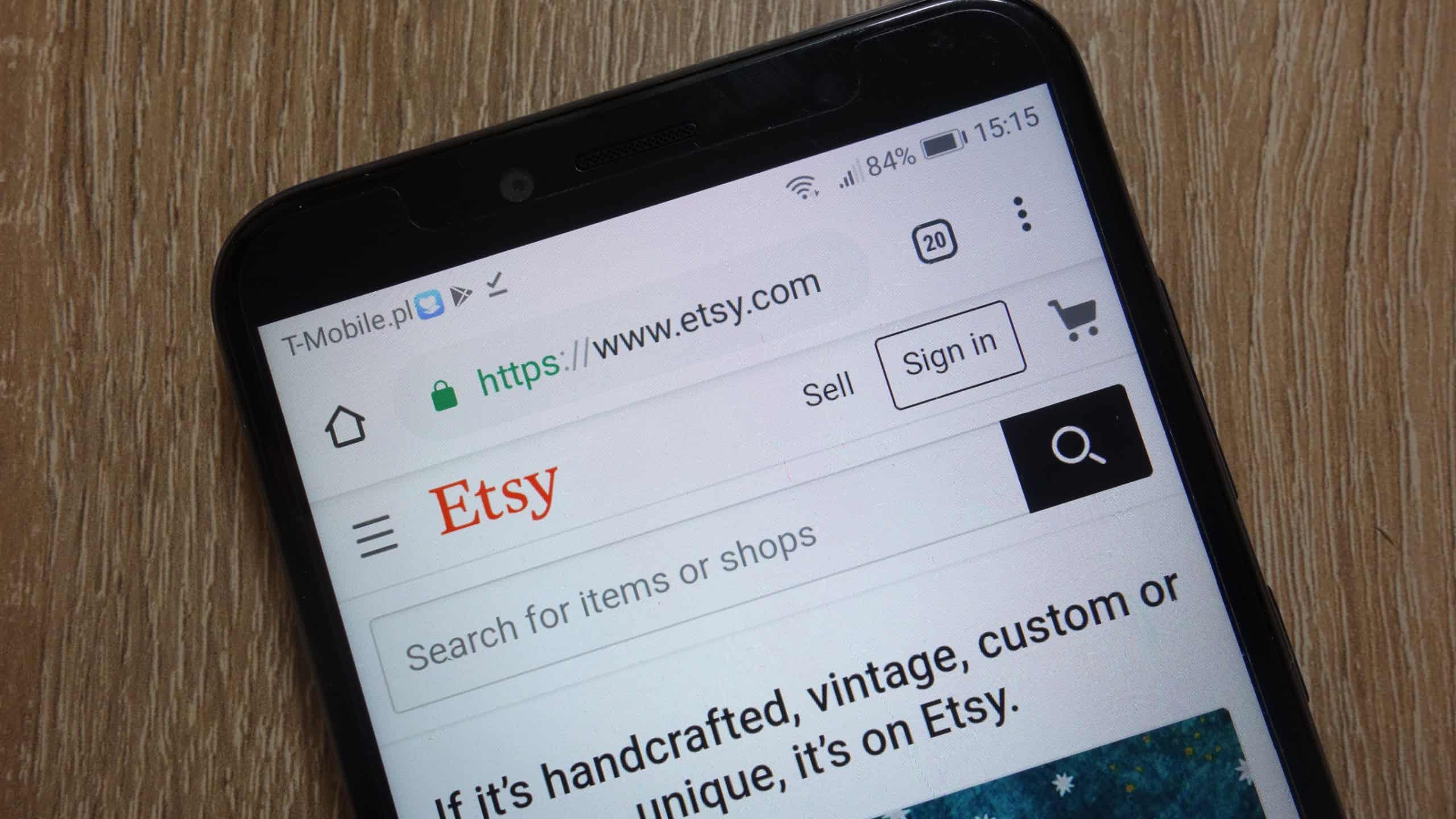 KONSKIE, POLAND - December 09, 2018: Etsy website (www.etsy.com) displayed on smartphone