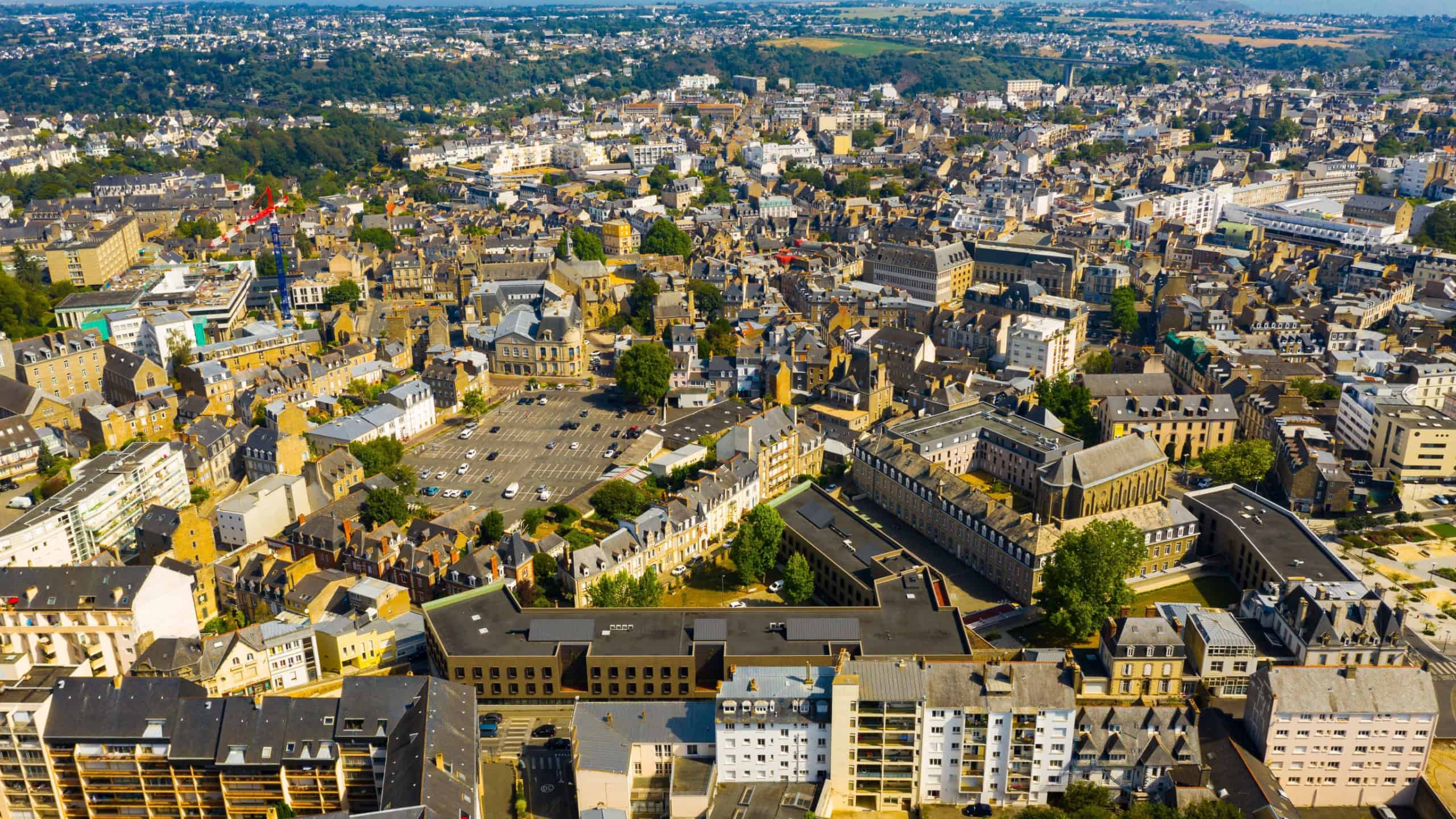 Aerial view of Saint-Brieuc city in Brittany region of northwest France