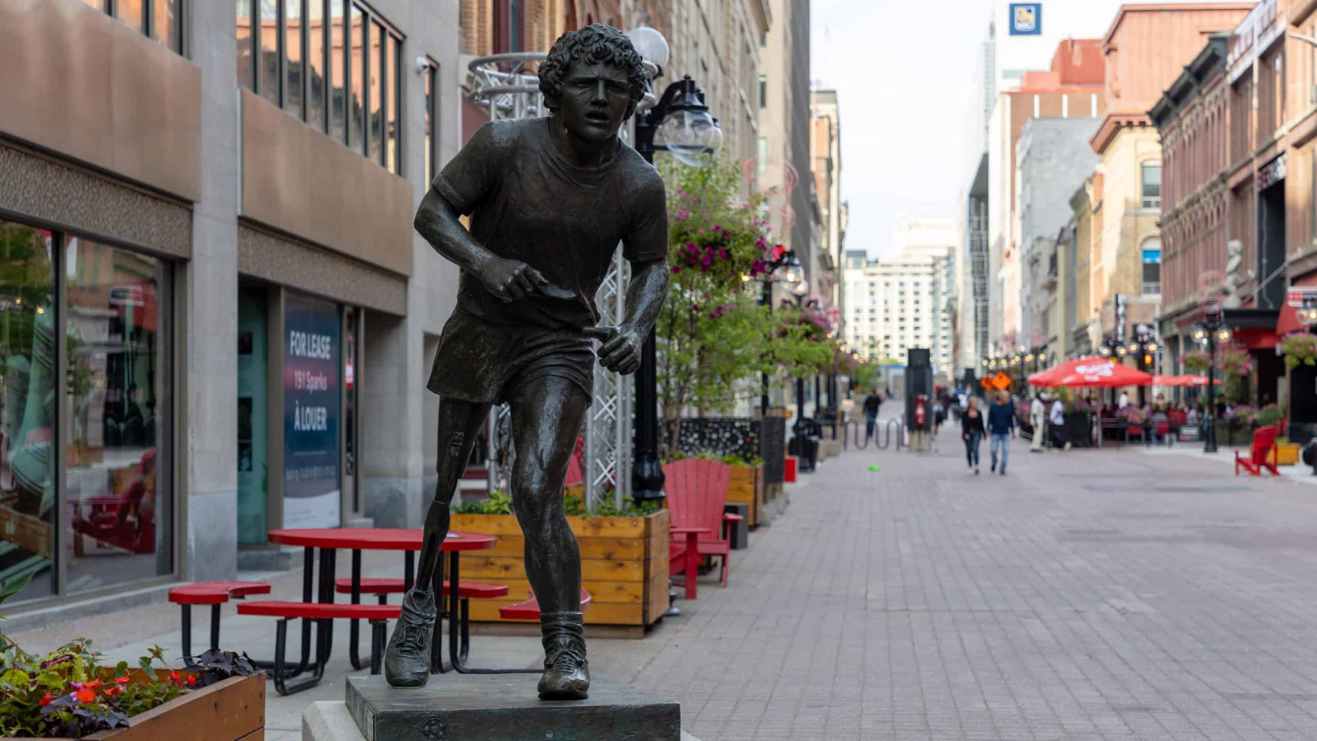 Ottawa, Canada - June 13, 2025: Monument of Terry Fox in downtown, Canadian national hero.