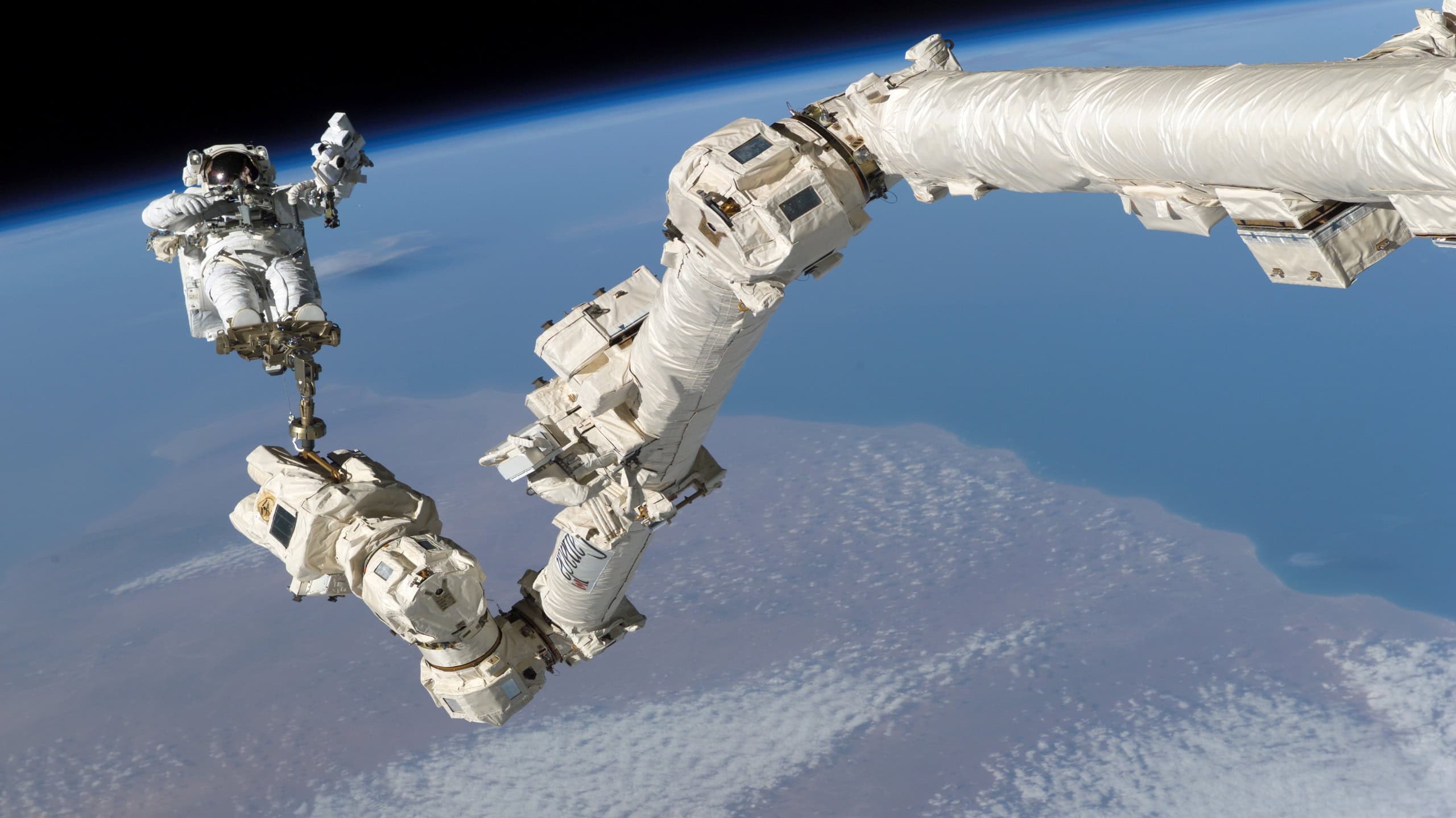 STS-114 Steve Robinson on Canadarm2