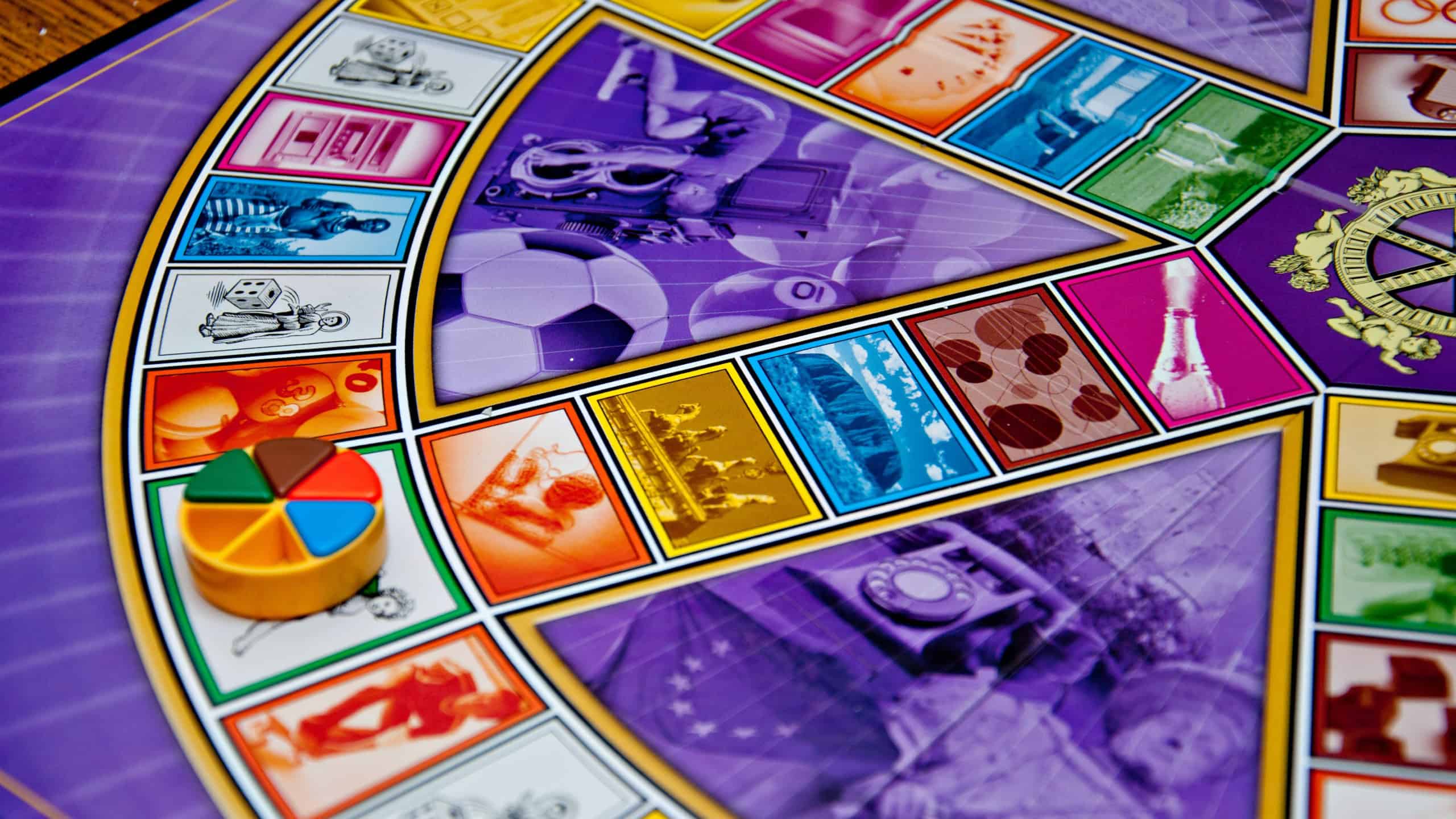 Trivia pursuit board game close up