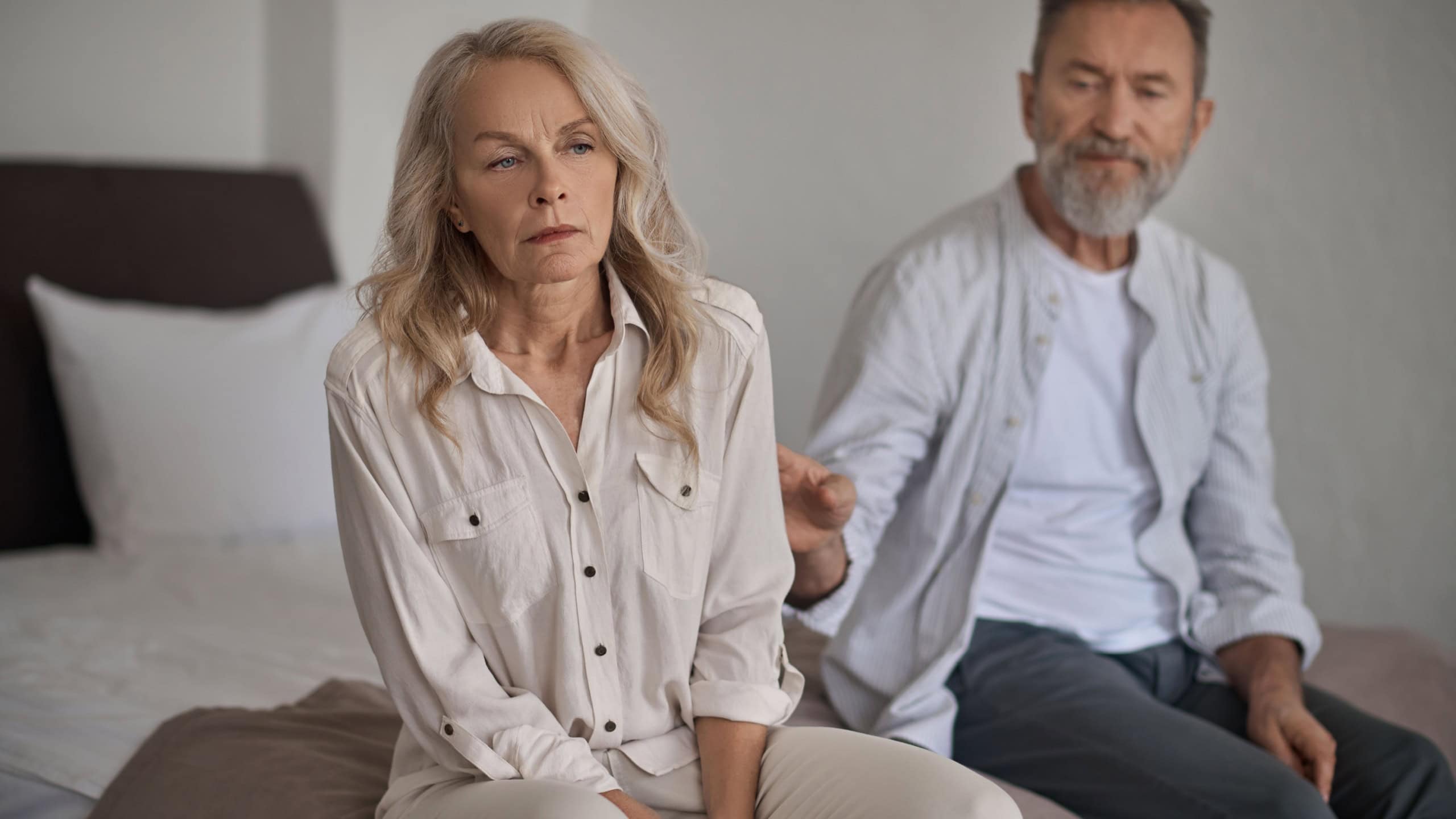 Offended mature wife disregarding her male spouse