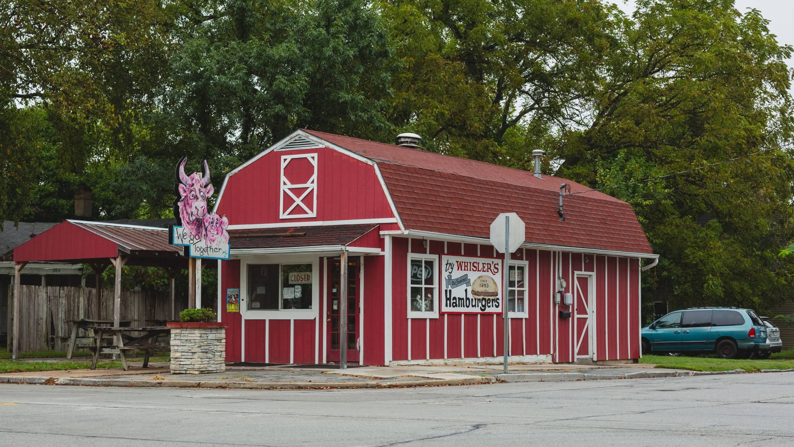 A red barn hamburger shack