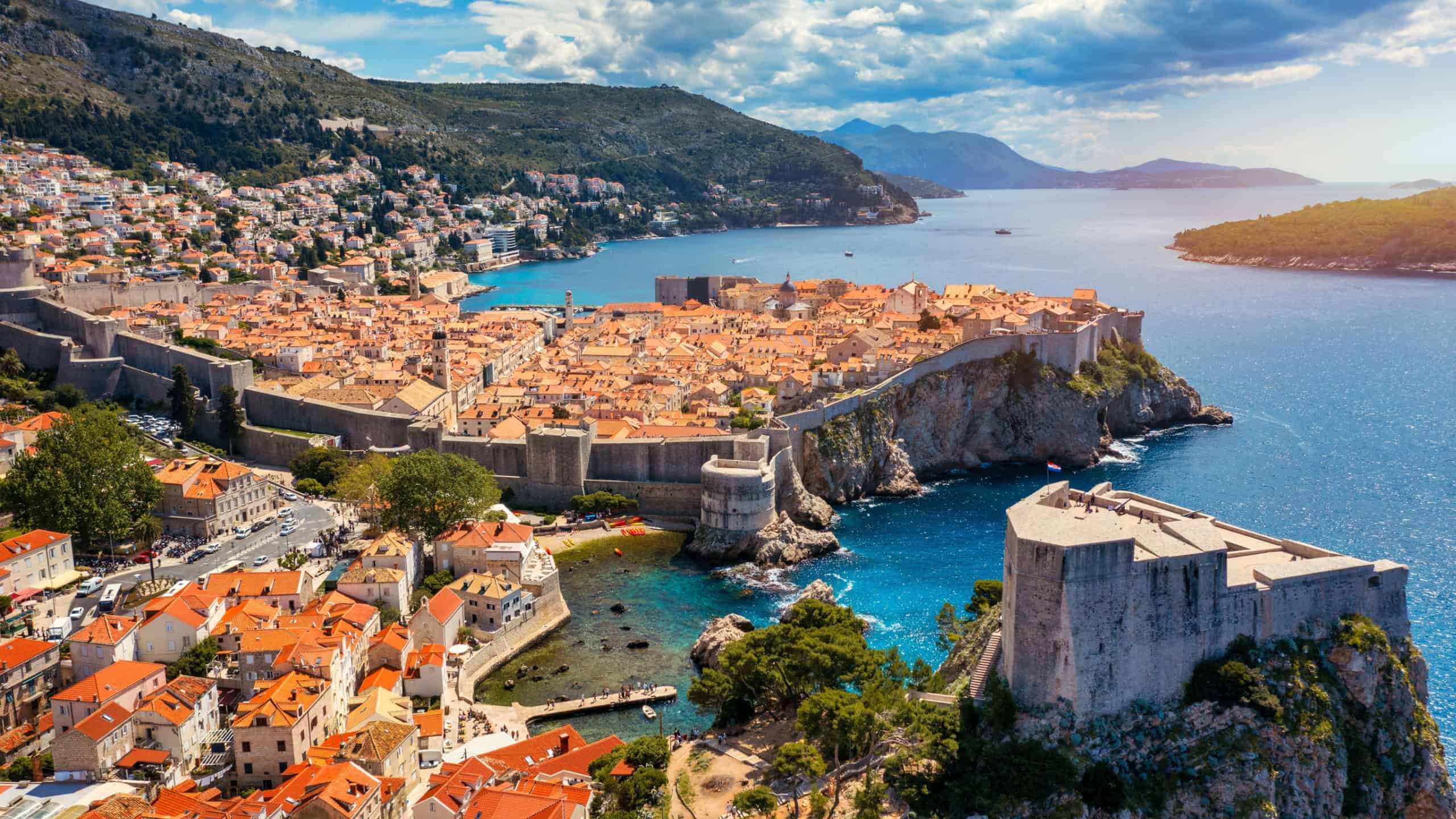 Fort Lovrijenac of Dubrovnik city of Croatia. Lovrijenac fortress, over the West Harbour. Dubrovnik historic city of Croatia in Dalmatia. UNESCO World Heritage Site. 