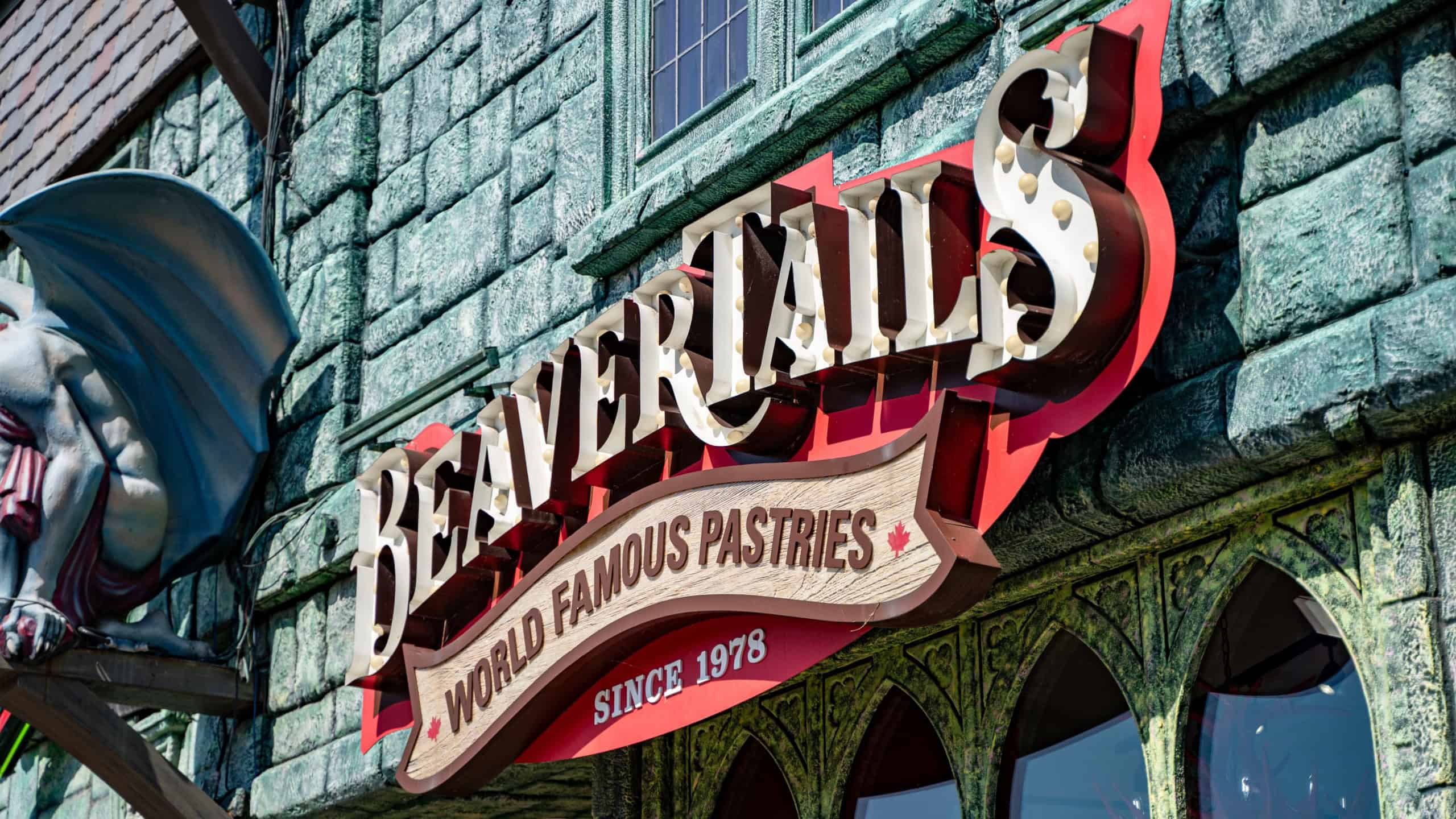 The sign for Beaver Tails in Clifton Hill. BeaverTails is a Canadian restaurant chain. Niagara Falls, Canada - September 20, 2024.