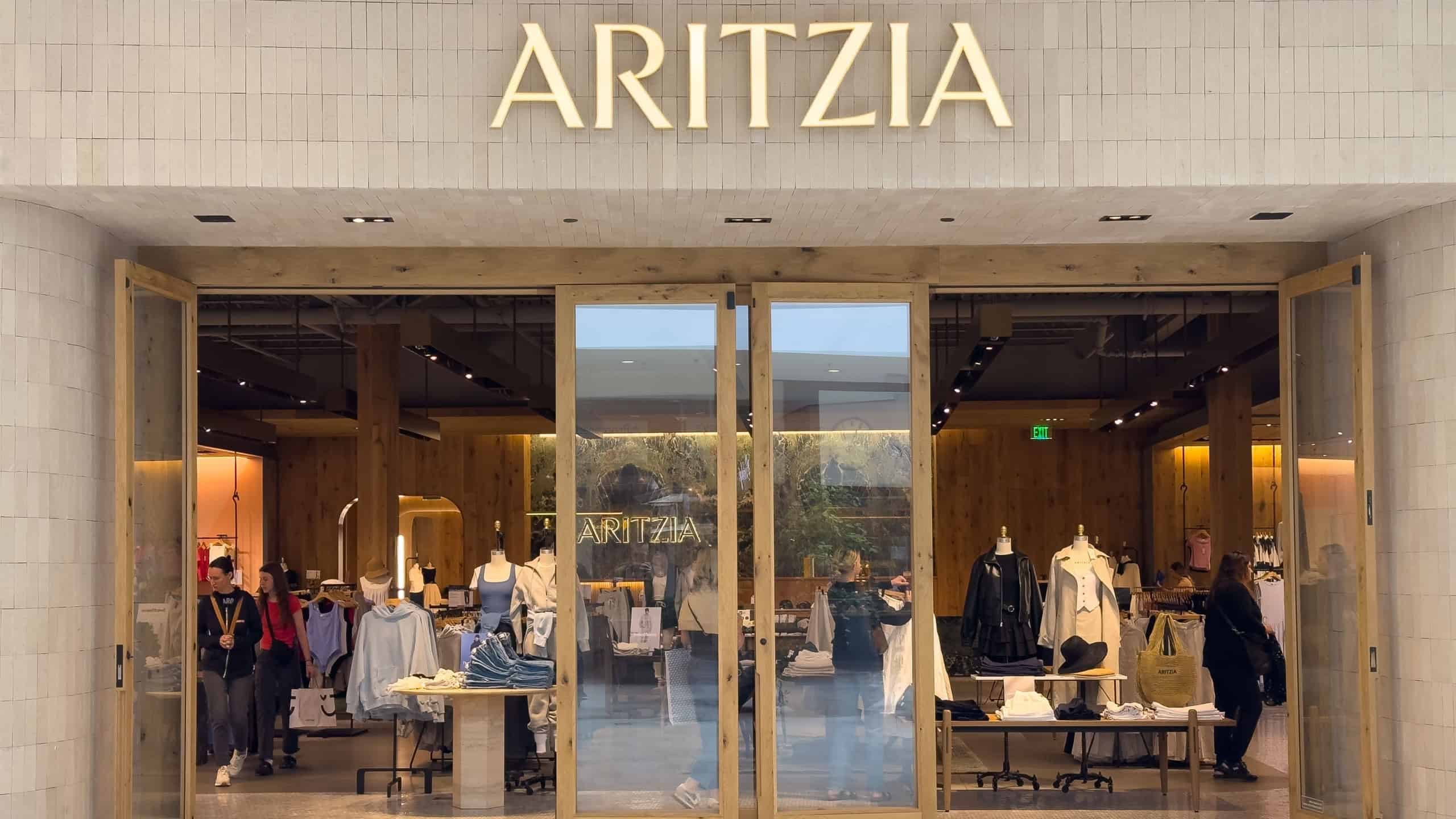 Los Angeles, CA - Feb 25. 2025: Aritzia apparel storefront in a mall.