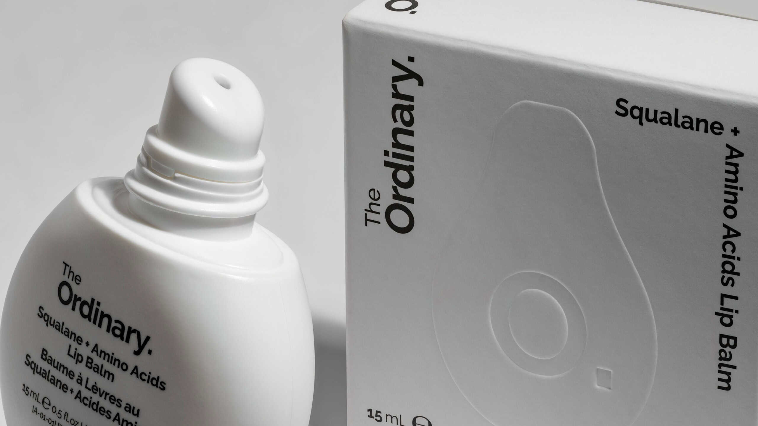 Strasbourg, France - August 2025 : The Ordinary Moisturizing Lip Balm. Minimalist product photo tube packaging and box closeup shot