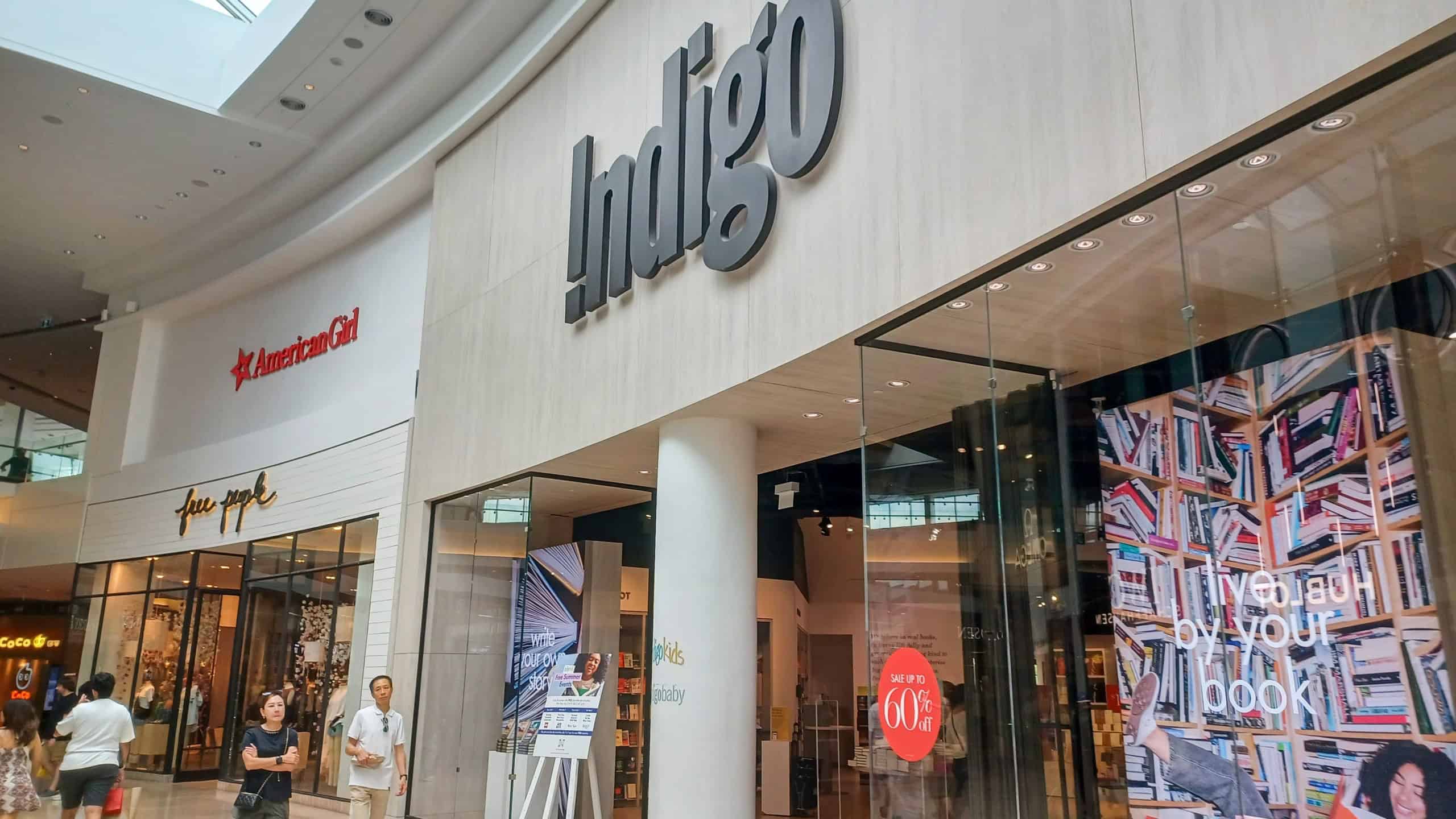 Toronto, ON, Canada - August 12, 2024: View at the Indigo book store sign in Toronto.