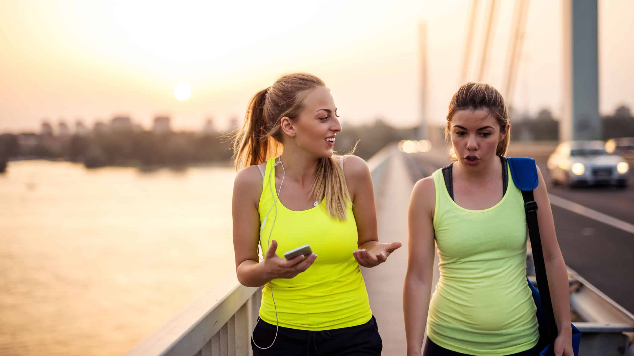 Female friends enjoying a break together outdoors.