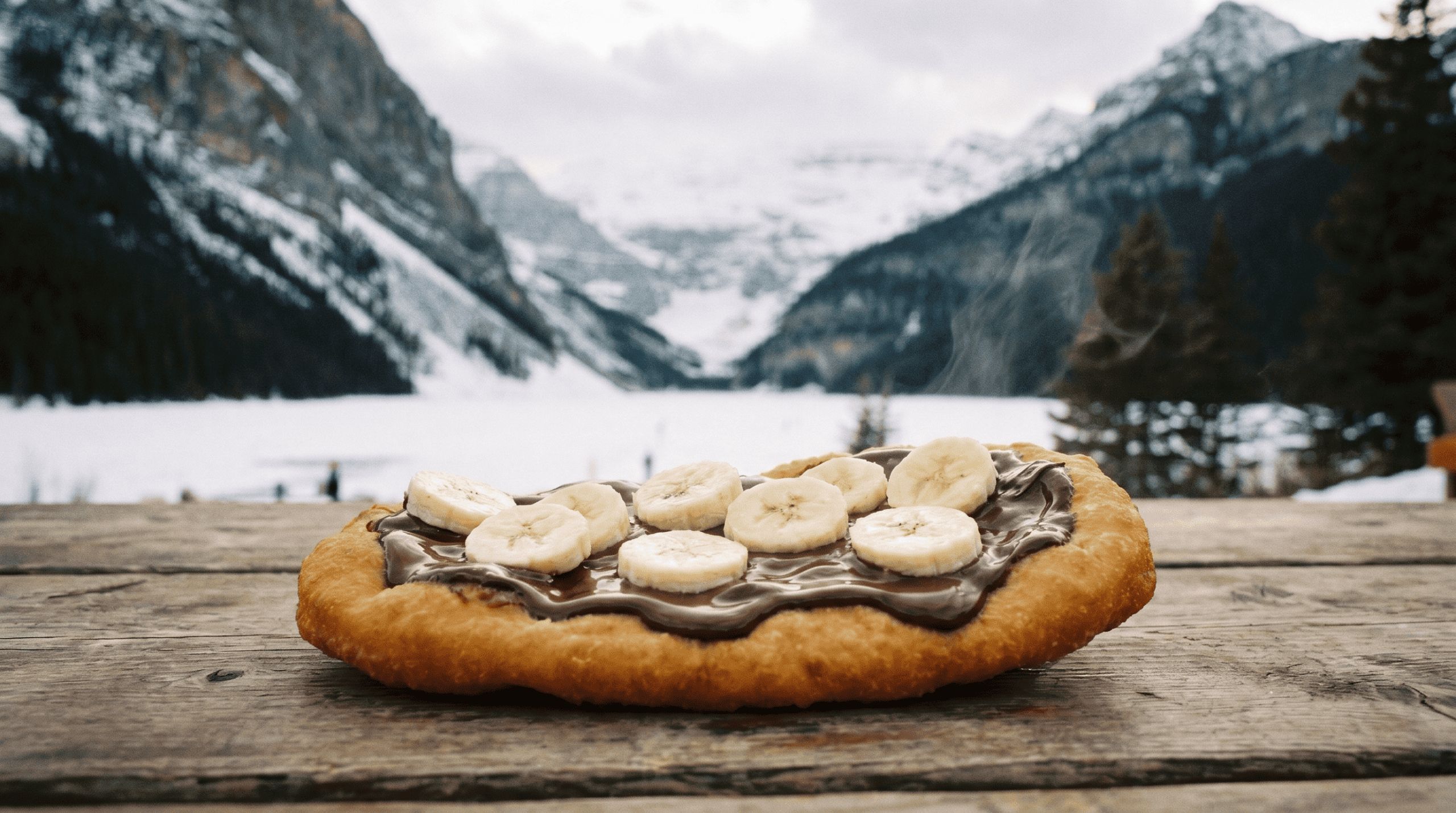 photo of a beavertails in Canada with chocolate and banana