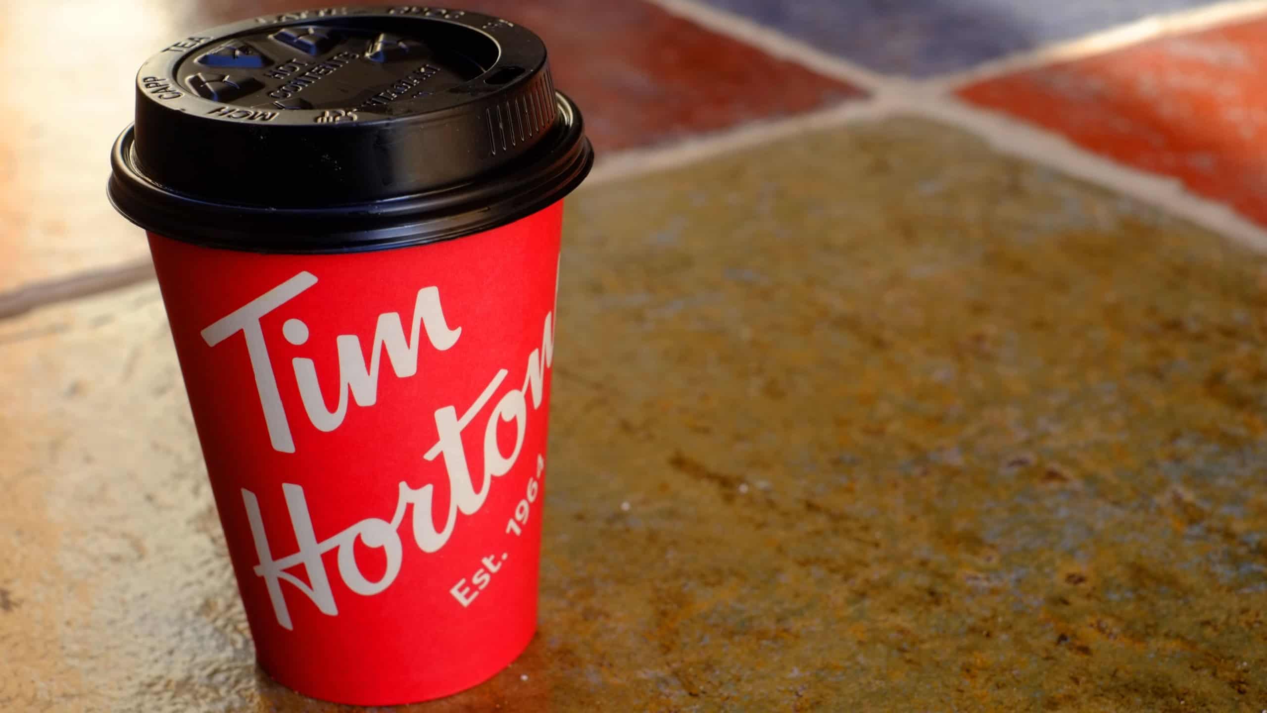 Riyadh, Saudi Arabia - February 15, 2018: Tim Horton's Cup of Coffee Packaging 