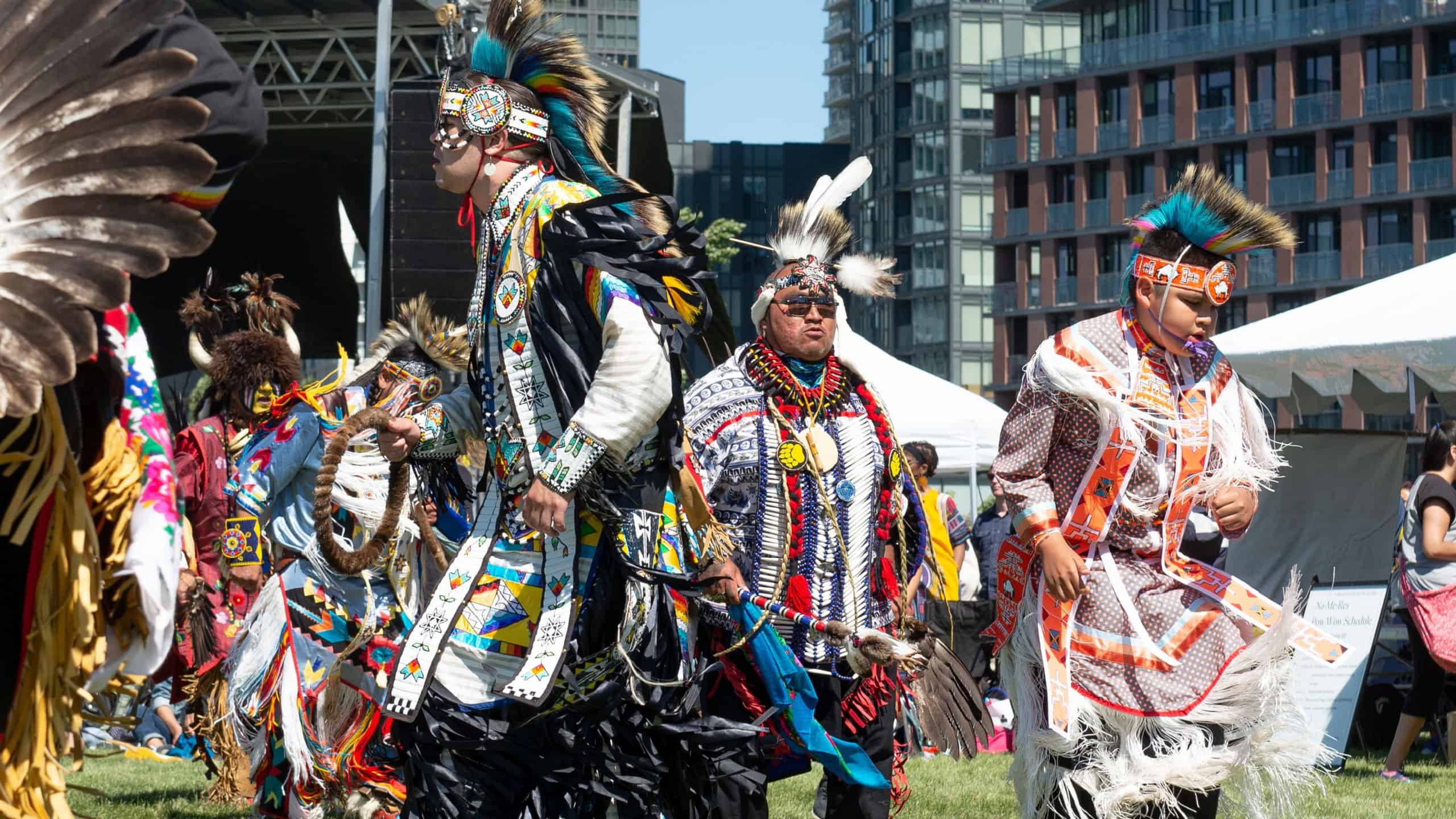 Toronto, ON, Canada - June 18, 2022: Dancer during the National Aboriginal Day and Indigenous Arts Festival. The festival celebrates Indigenous and Metis culture through traditional and contemporary.