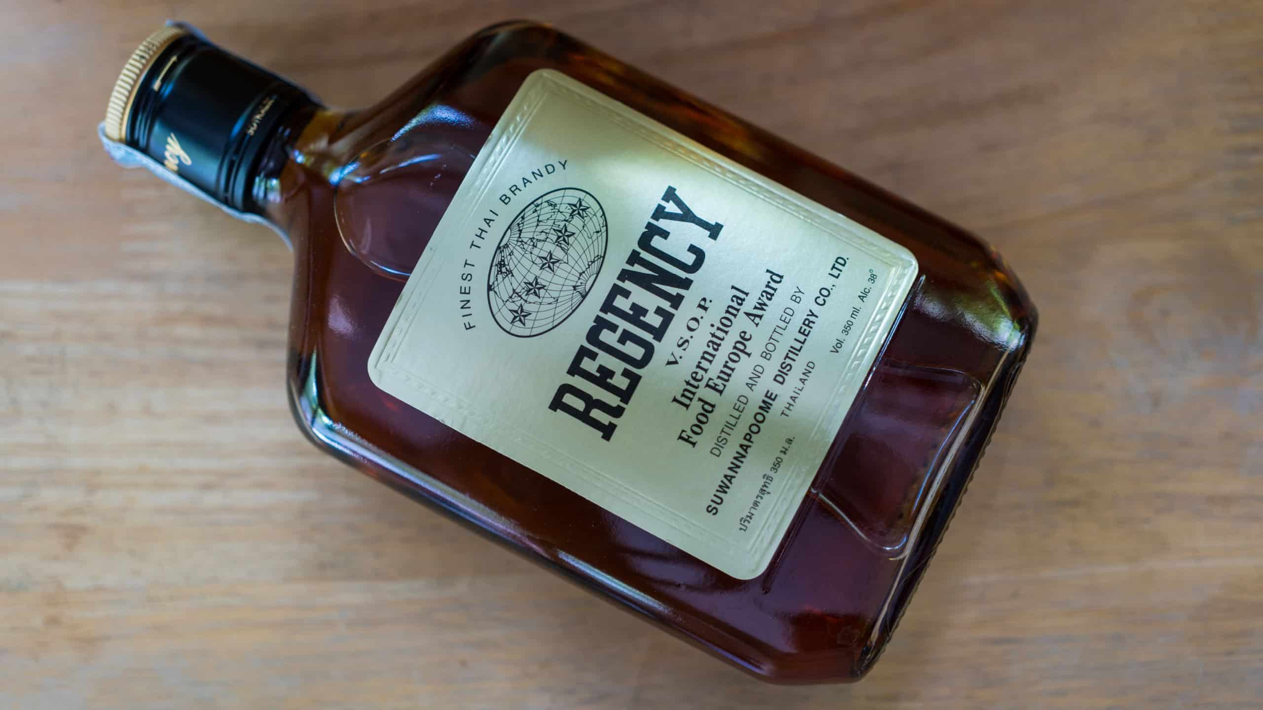  Small​ bottle​ of​ Regency is​ an alcoholic beverage​ brand​ are Thai​ famous​ brandy​ or​ liquid​