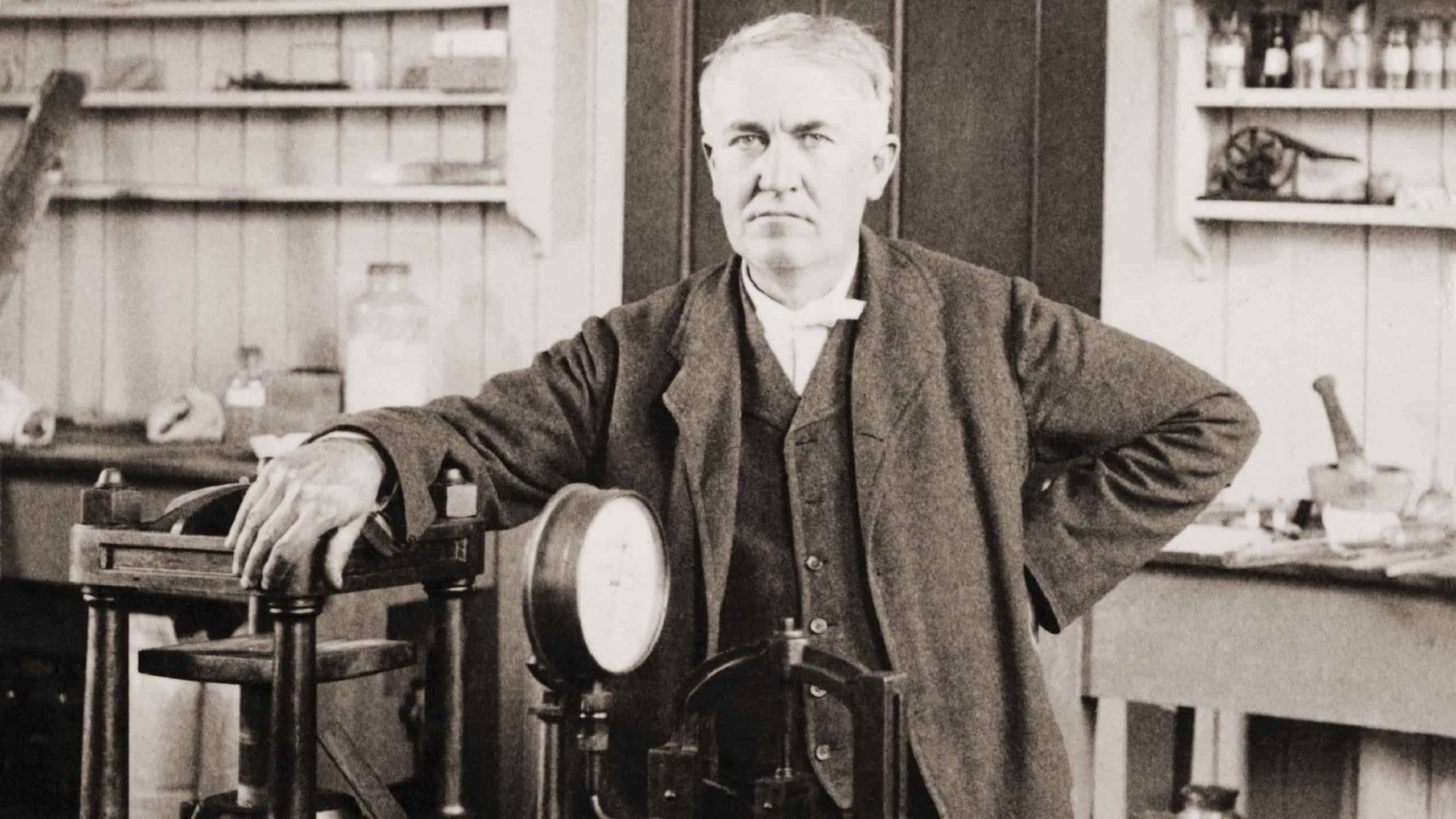 Thomas A. Edison (1847-1931), in his West Orange, New Jersey, laboratory, ca. 1901.