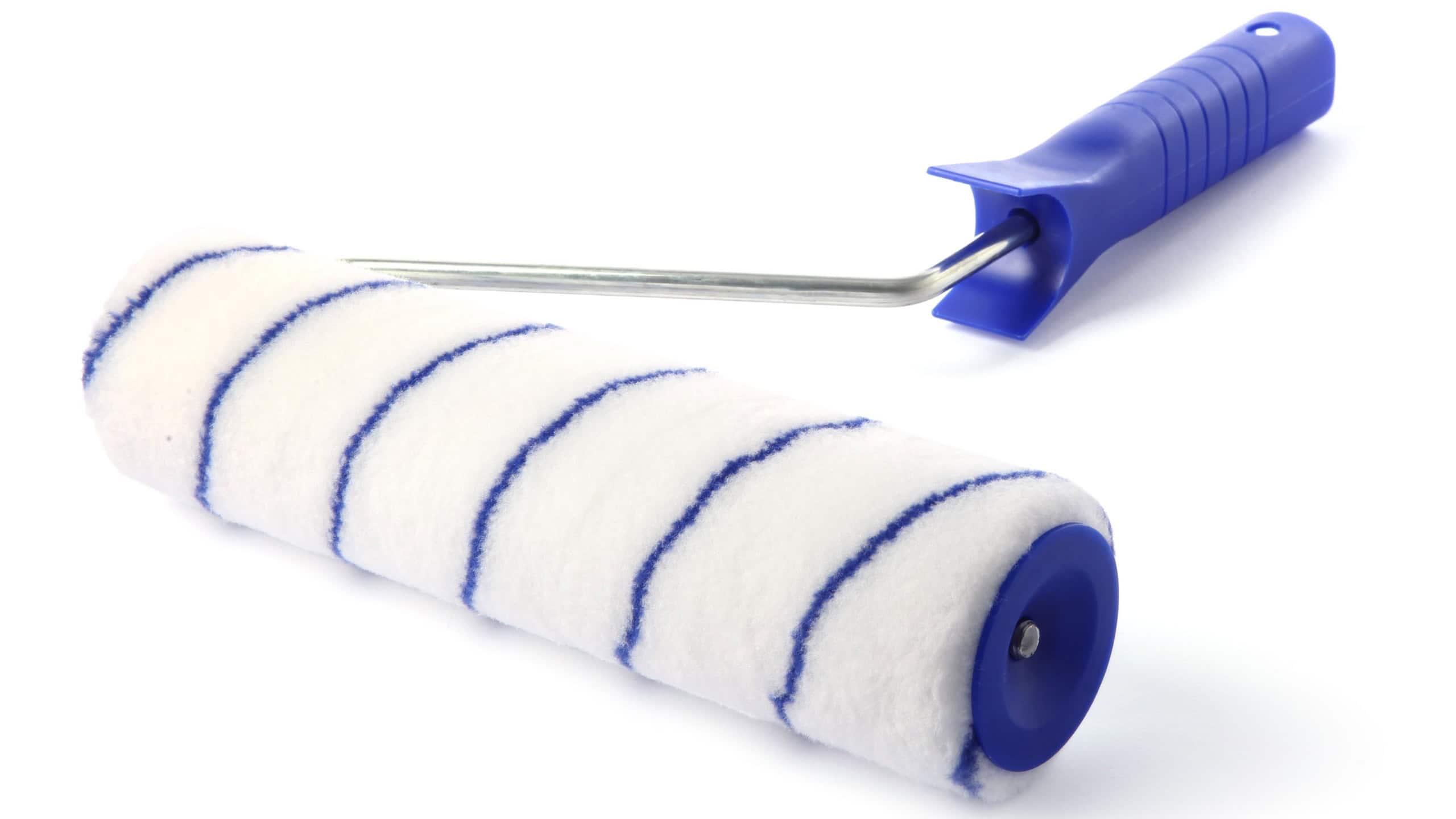One paint roller brush isolated on white. Construction tool