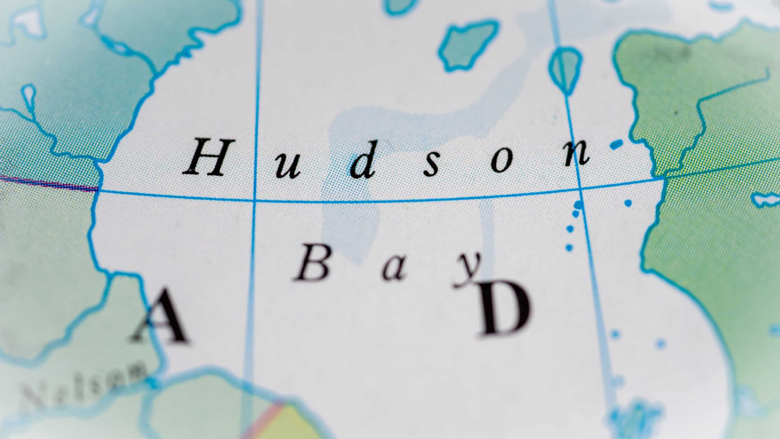Hudson Bay, Canada highlighted on a world map.