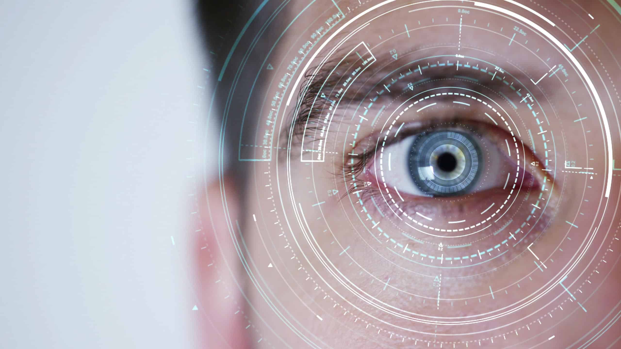 human being futuristic vision, vision and control and protection of persons, control and security in the accesses.Concept of: dna system, scientific technology and science.