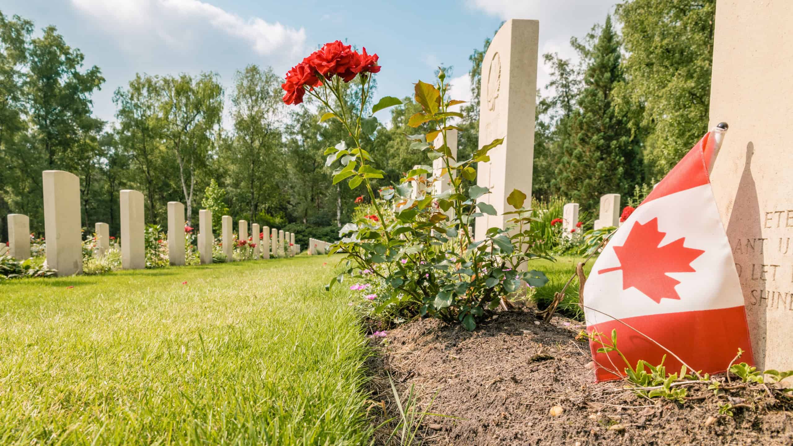 Holten Netherlands June 2018, Well maintained graves of fallen canadian soldiers during WW2 on the canadian war cemetary at the Holterberg