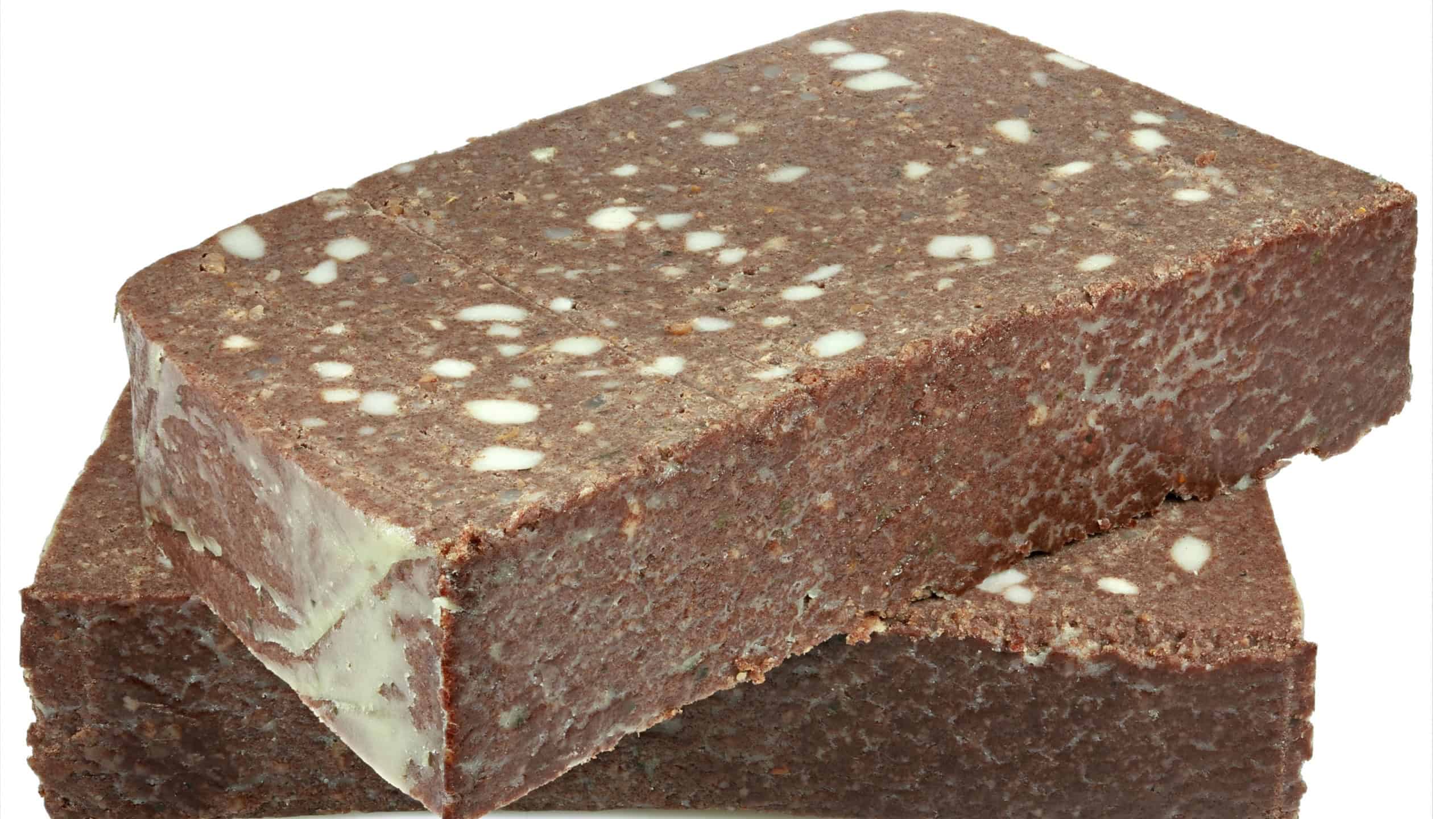 German Panhas (scrapple) isolated on white background