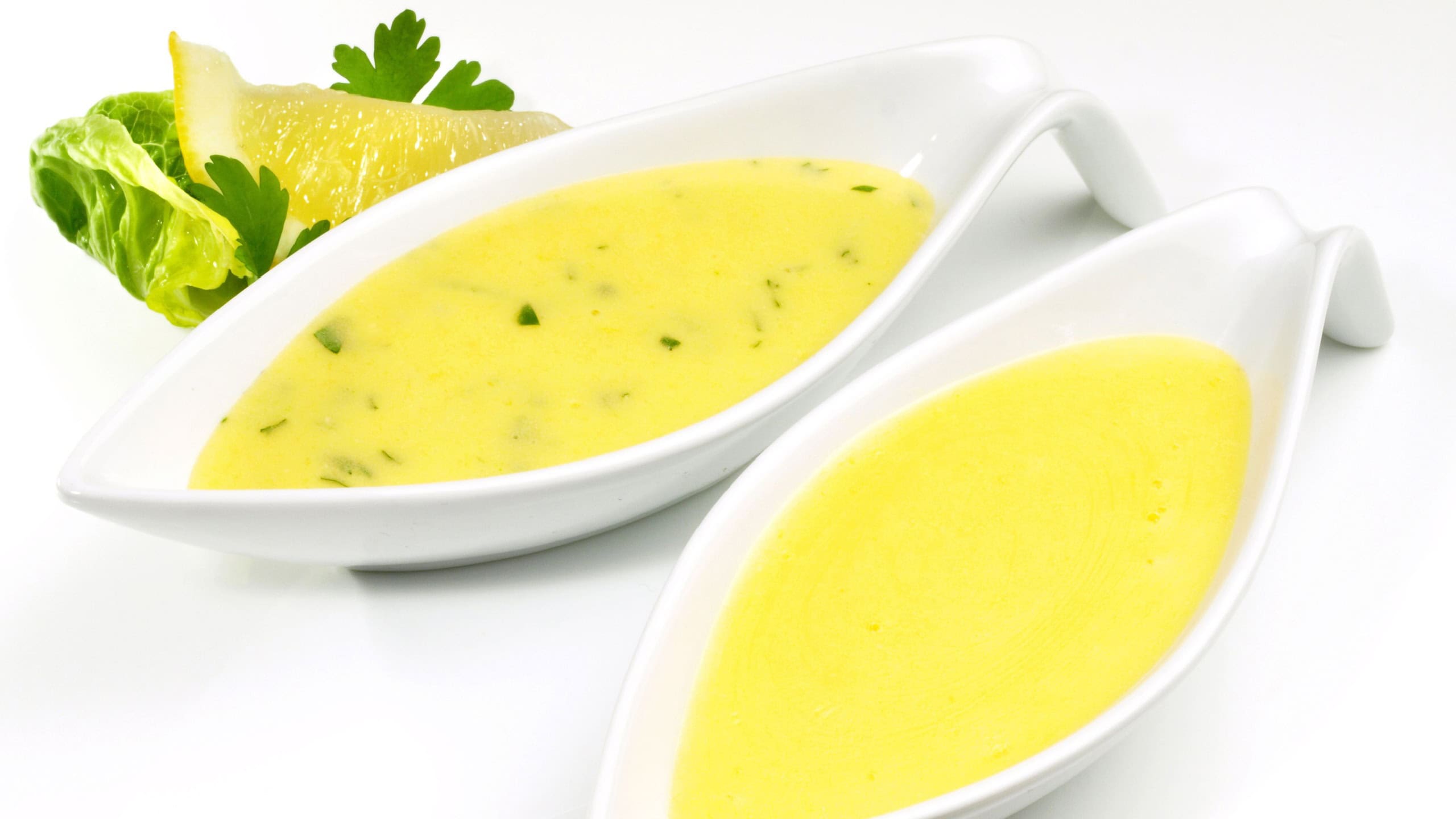 Sauce Hollandaise and Sauce Bearnaise on white Background