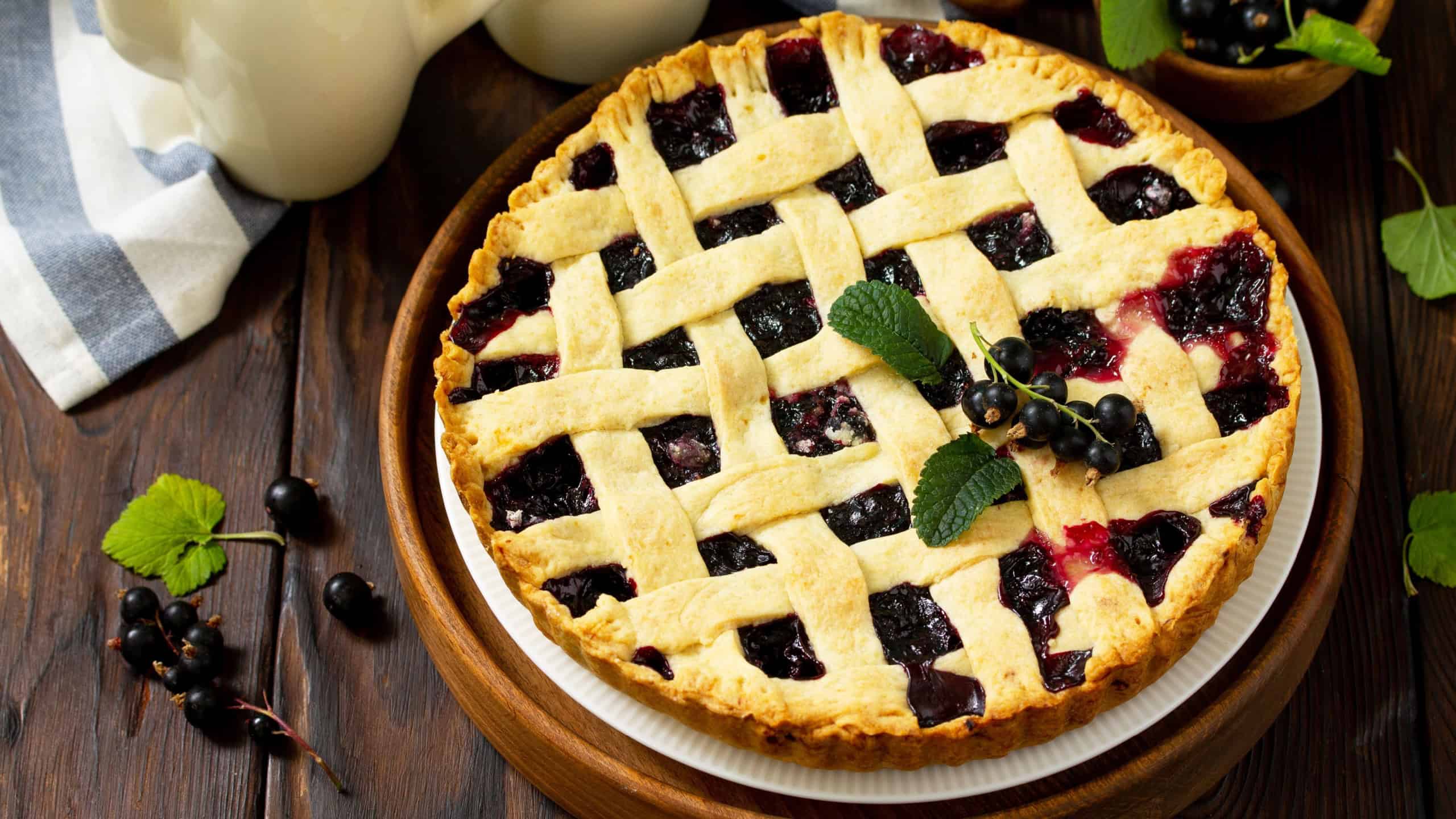 Berry pie summer. Sweet pie, tart with fresh berry currant. Delicious cake with currant. Free space for your text.